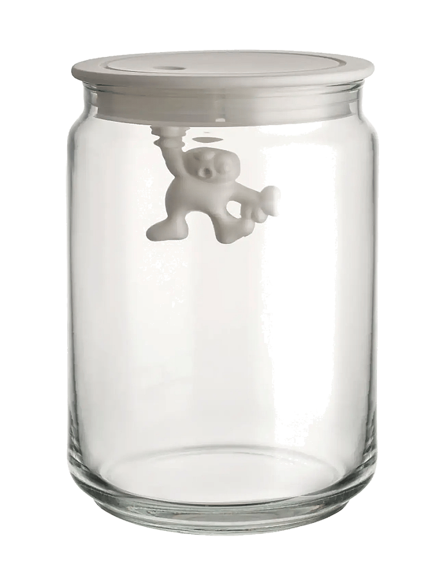 Alessi - Glass kitchen jar with hermetic thermoplastic lid, white - säilituspurgid - white - 0
