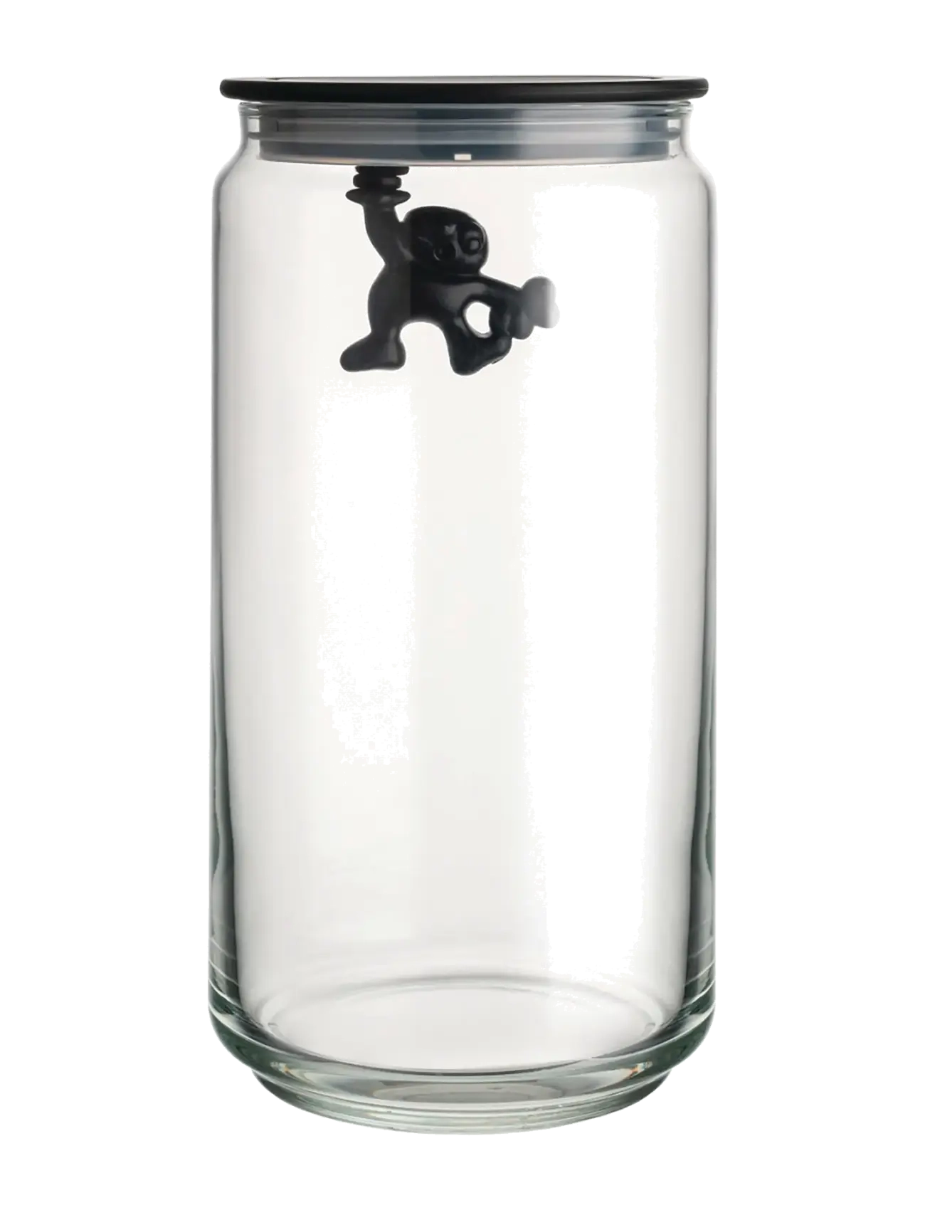 Alessi Glass Kitchen Jar With Hermetic Thermoplastic Lid, Black, Køkkenkrukke, Sort, Str: D10.5CM
