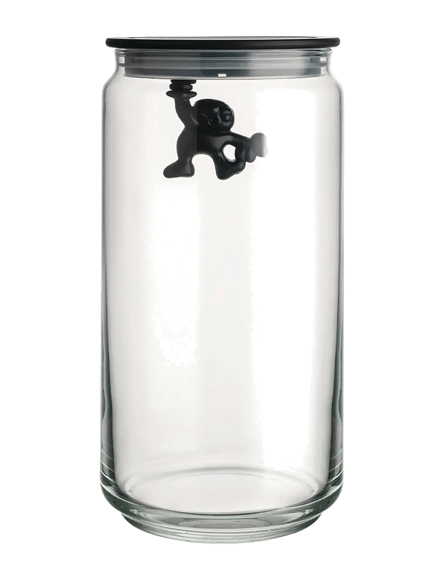 Alessi - Glass kitchen jar with hermetic thermoplastic lid, black - säilituspurgid - black - 1