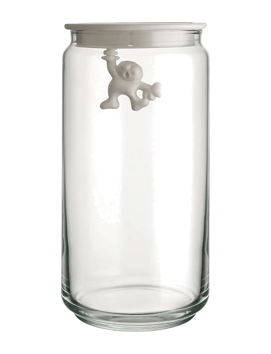 Alessi - Glass kitchen jar with hermetic thermoplastic lid, white - säilituspurgid - white - 0