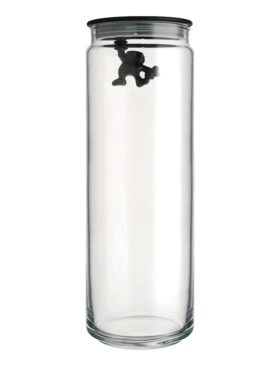 Alessi - Glass kitchen jar with hermetic thermoplastic lid, black - säilituspurgid - black - 1
