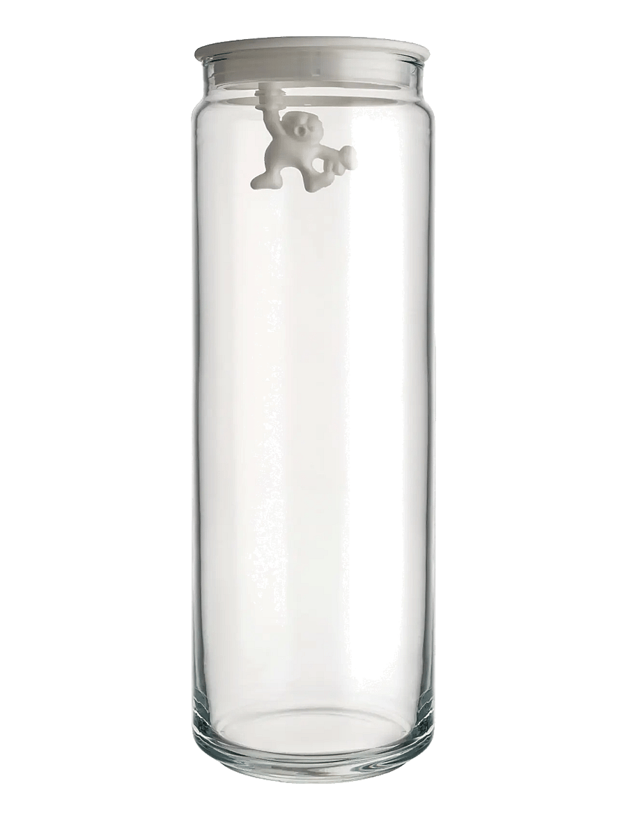 Alessi - Glass kitchen jar with hermetic thermoplastic lid, white - säilituspurgid - white - 0