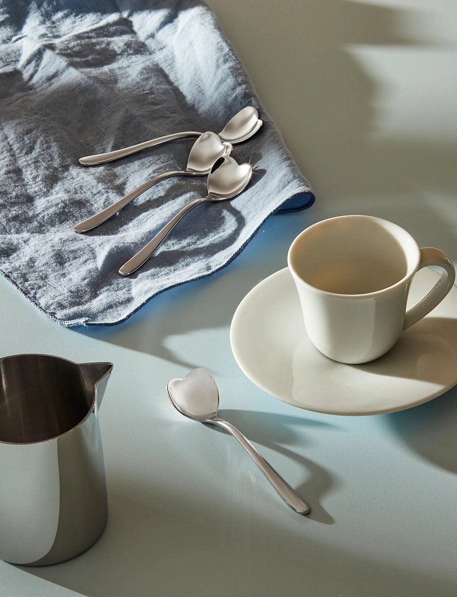 Alessi - Set of four teaspoons in 18/10 stainless steel - tee- ja kohvilusikad - steel - 0