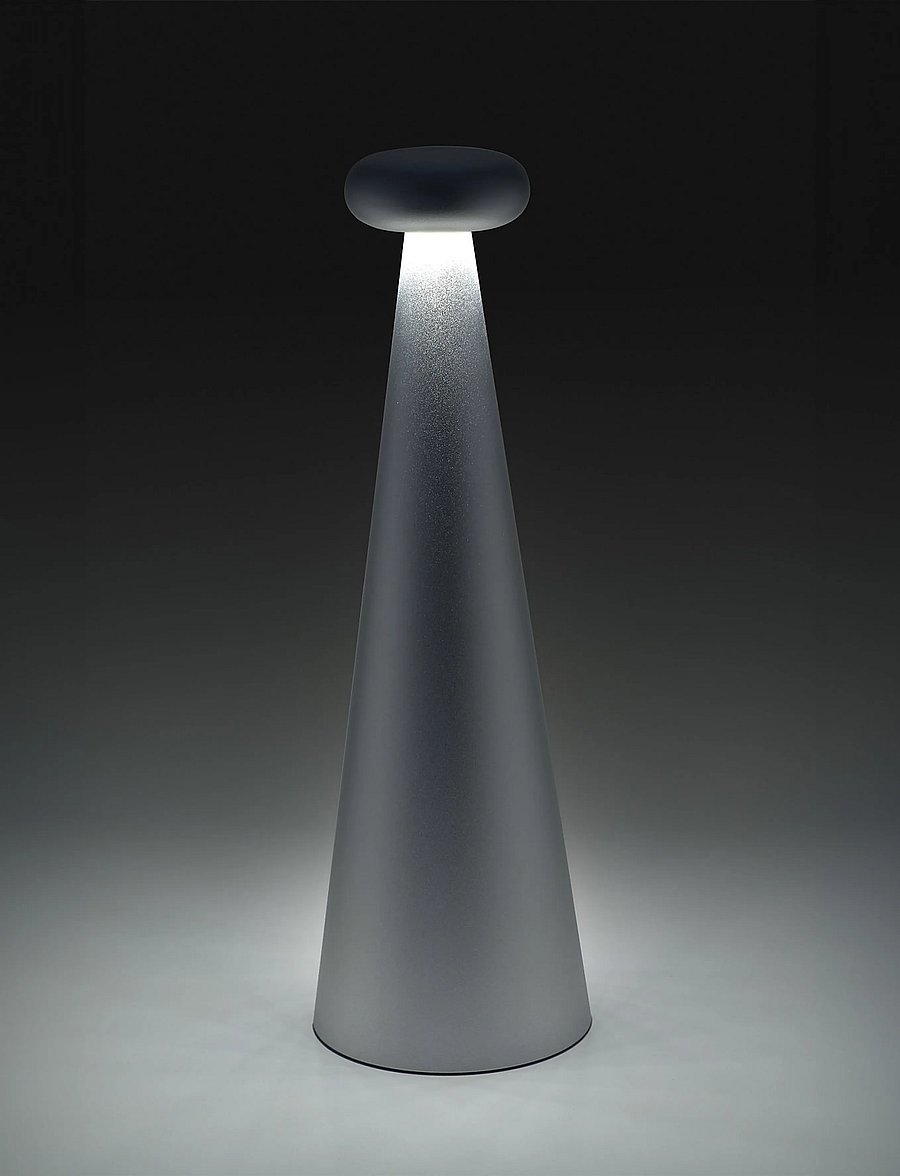 Alessi - Table lamp in anodized aluminum, gray Rechargeable battery with USB-C cable LED light 37W 5V - mobile lampen - grey - 0