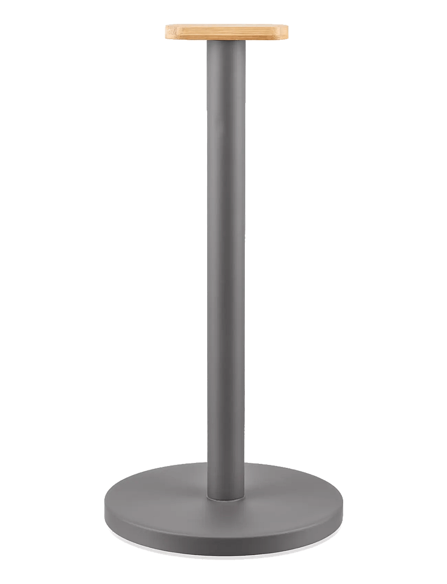 Alessi - Kitchen roll holder in steel colored with epoxy resin, Knob in bamboo wood - küchenrollenhalter - dark grey - 0