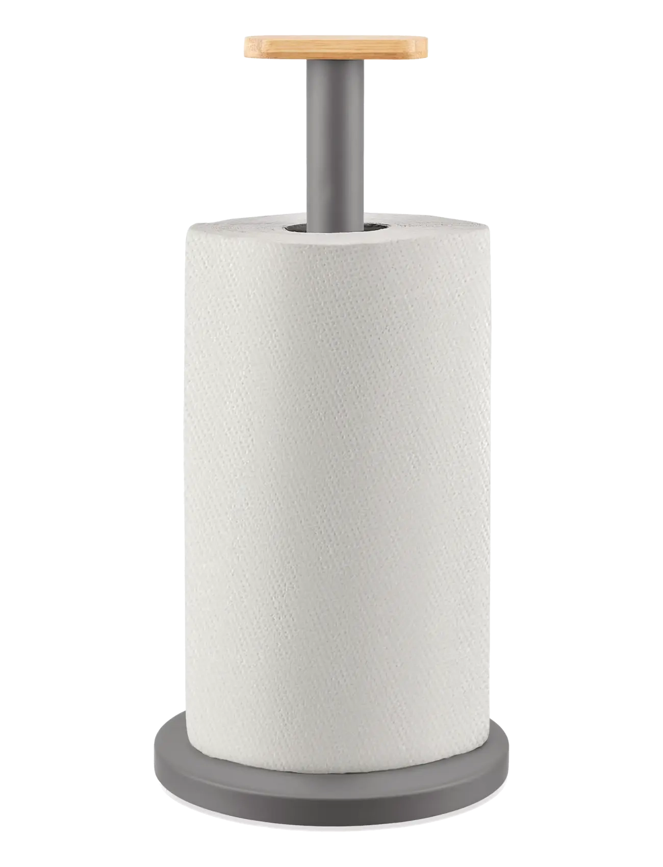 Alessi - Kitchen roll holder in steel colored with epoxy resin, dark gray Knob in bamboo wood - dark grey - 1