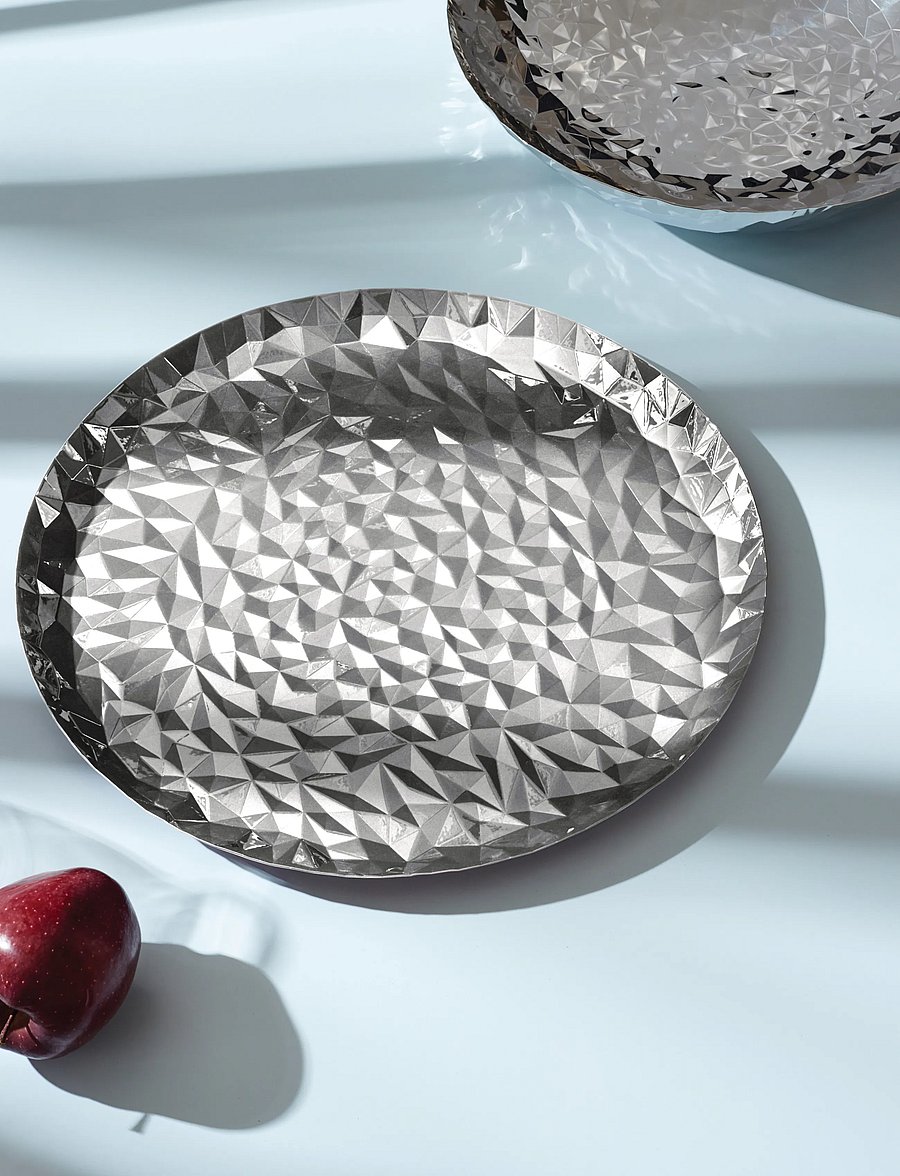 Alessi - Round tray in 18/10 mirror-polished stainless steel - kandikud - steel - 3