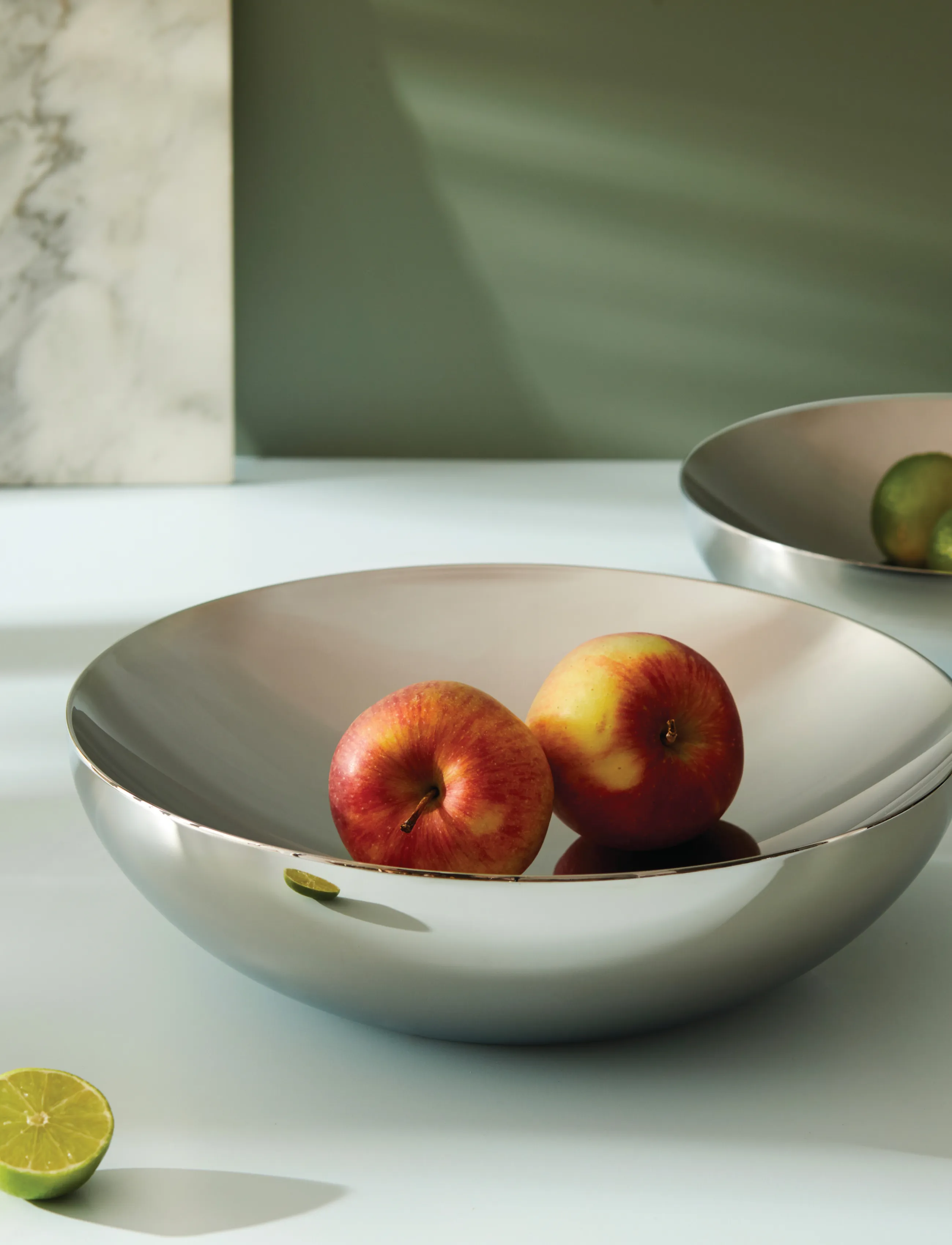 Alessi Double In 18/10 Stainless Steel, D32 cm, Bowls & Serving Dishes, Silber - Fruit Bowls, Homeware