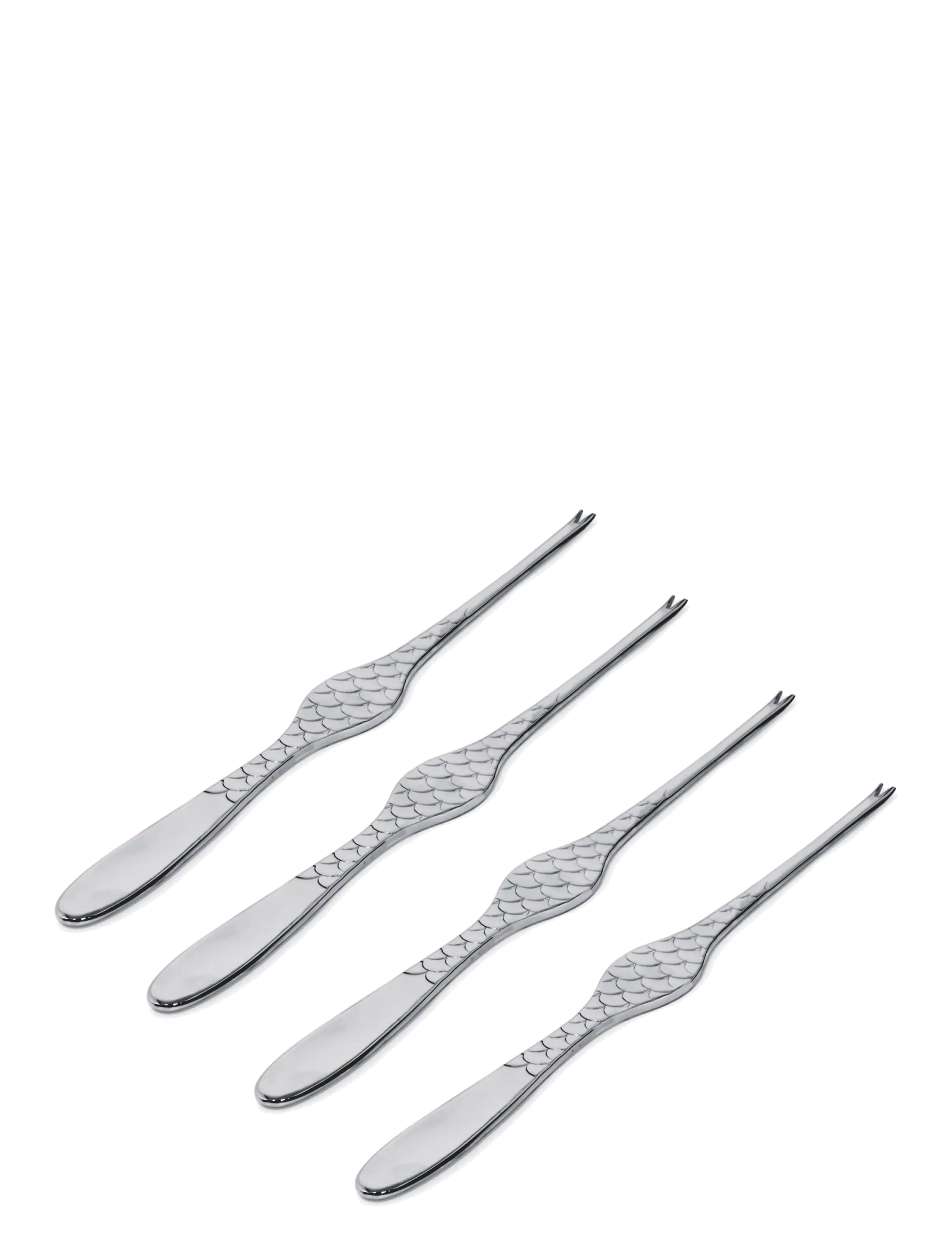 Alessi Set of four shellfish forks in 18/10 stainless steel - Alessi - STEEL / silver