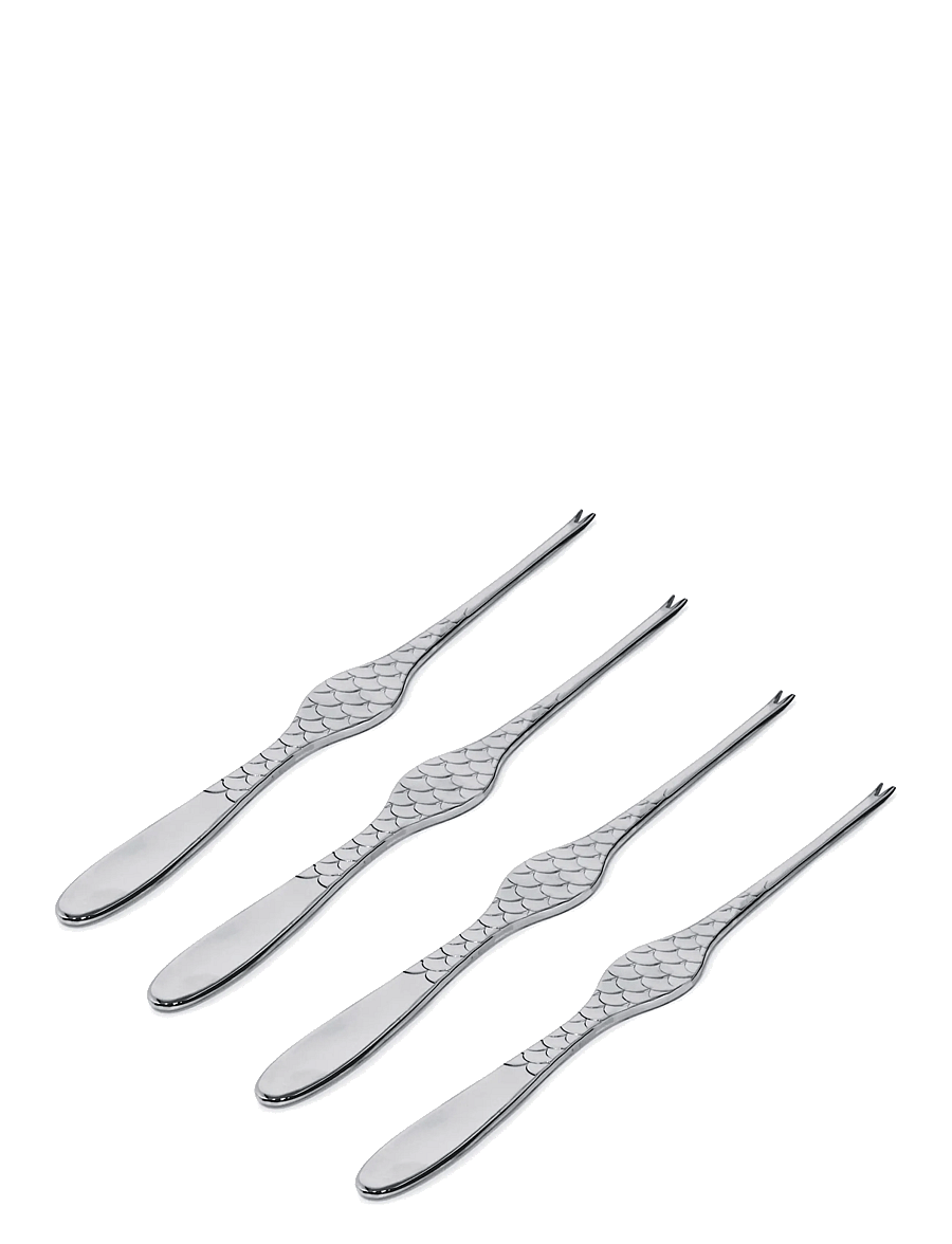 Alessi - Set of four shellfish forks in 18/10 stainless steel - dakšiņas - steel - 1