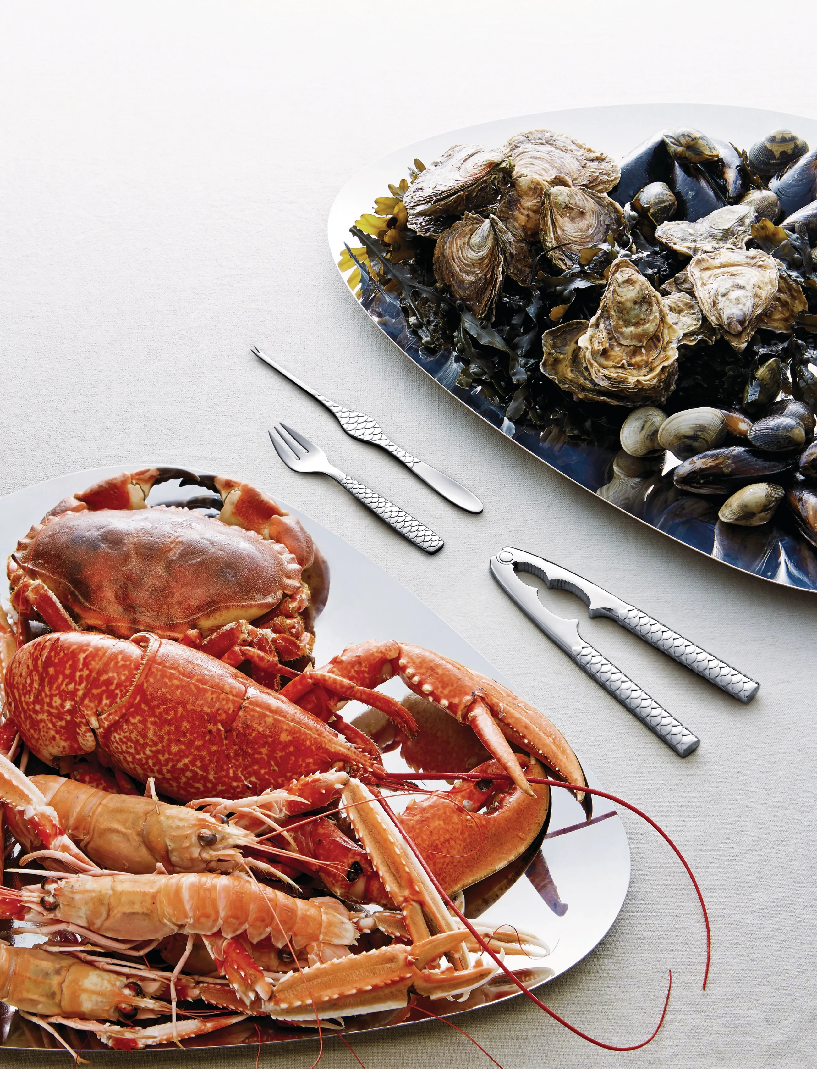 Alessi Set Of Four Shellfish Forks In 18/10 Stainless Steel, One Size, Cutlery, Silber - Forks, Homeware