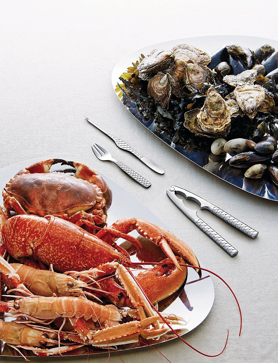 Alessi - Set of four shellfish forks in 18/10 stainless steel - dakšiņas - steel - 0