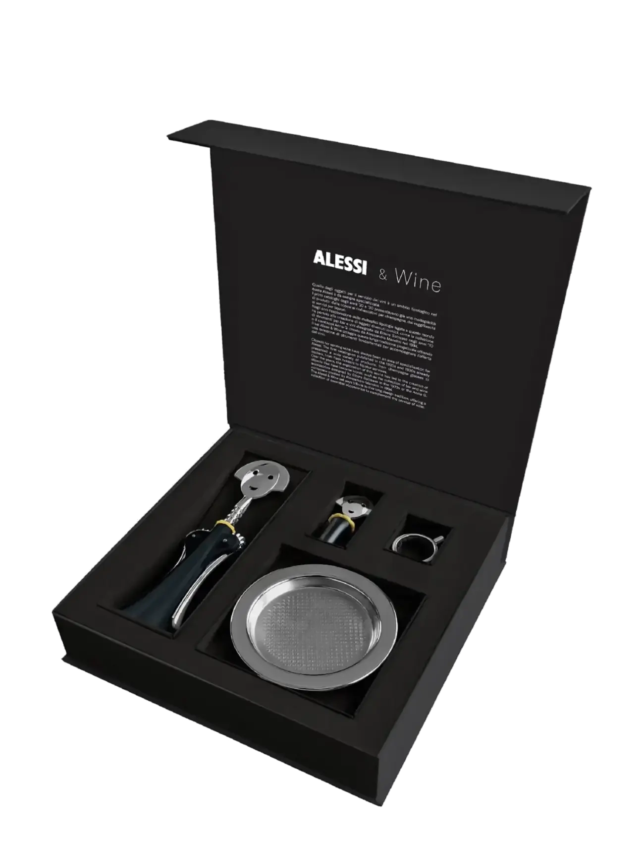 Alessi - Set  corkscrew Anna G, the stopper "Anna Stop 2", the drip ring "Noé"  and the bottle coaster 5009 - steel - 2