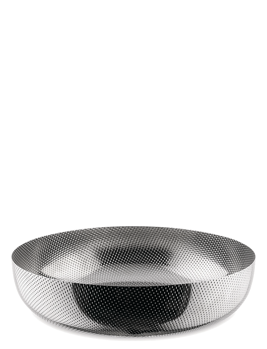 Alessi - Round basket in 18/10 stainless steel with relief decoration - obstschalen - steel - 0