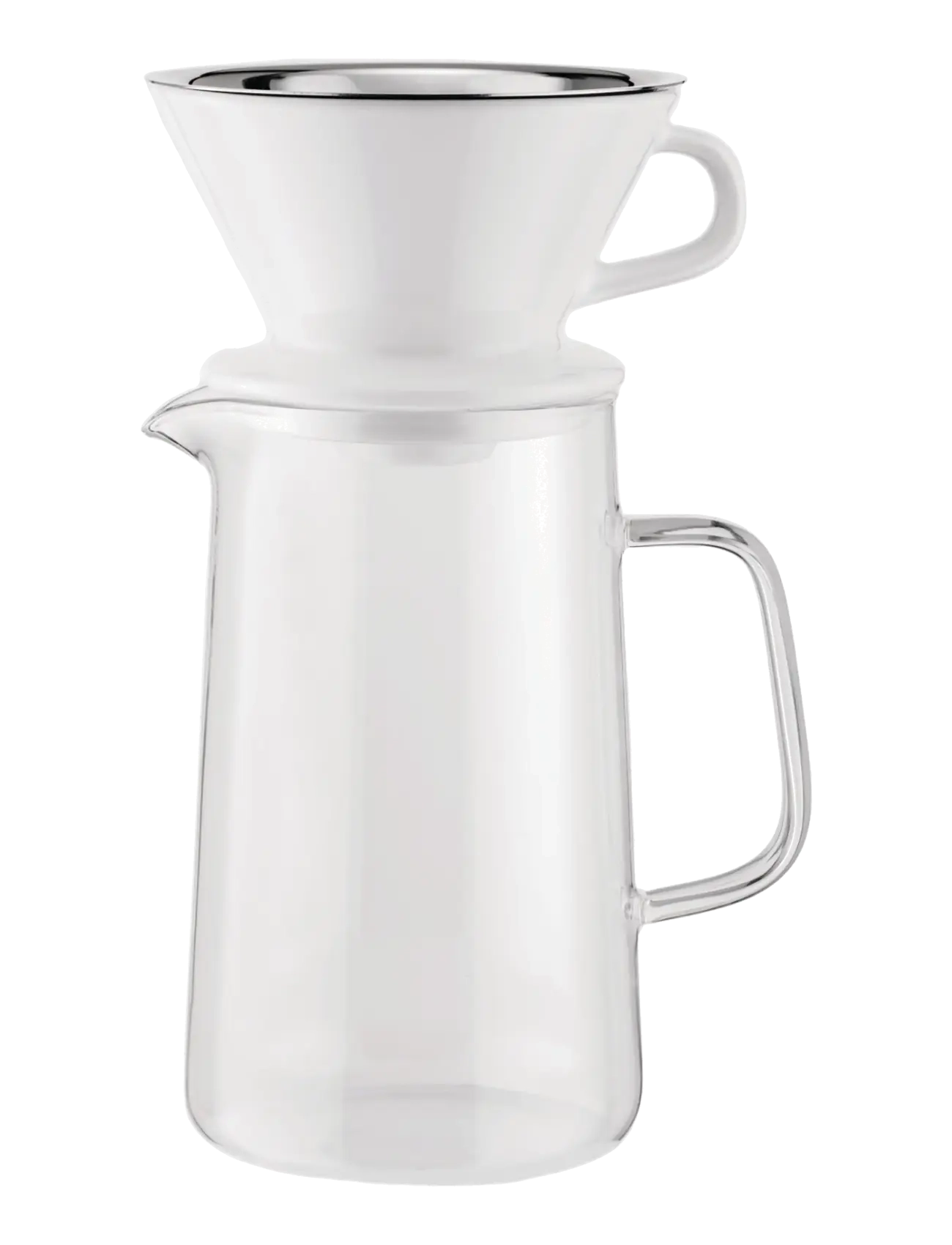 Alessi Set Slow Coffee Of Jug In Heat-Resistant Glass, Filter Holder In Porcelain And Mesh Filter In 18/10, Slow Brewers & Pour-overs, Hvid, Str: ONE
