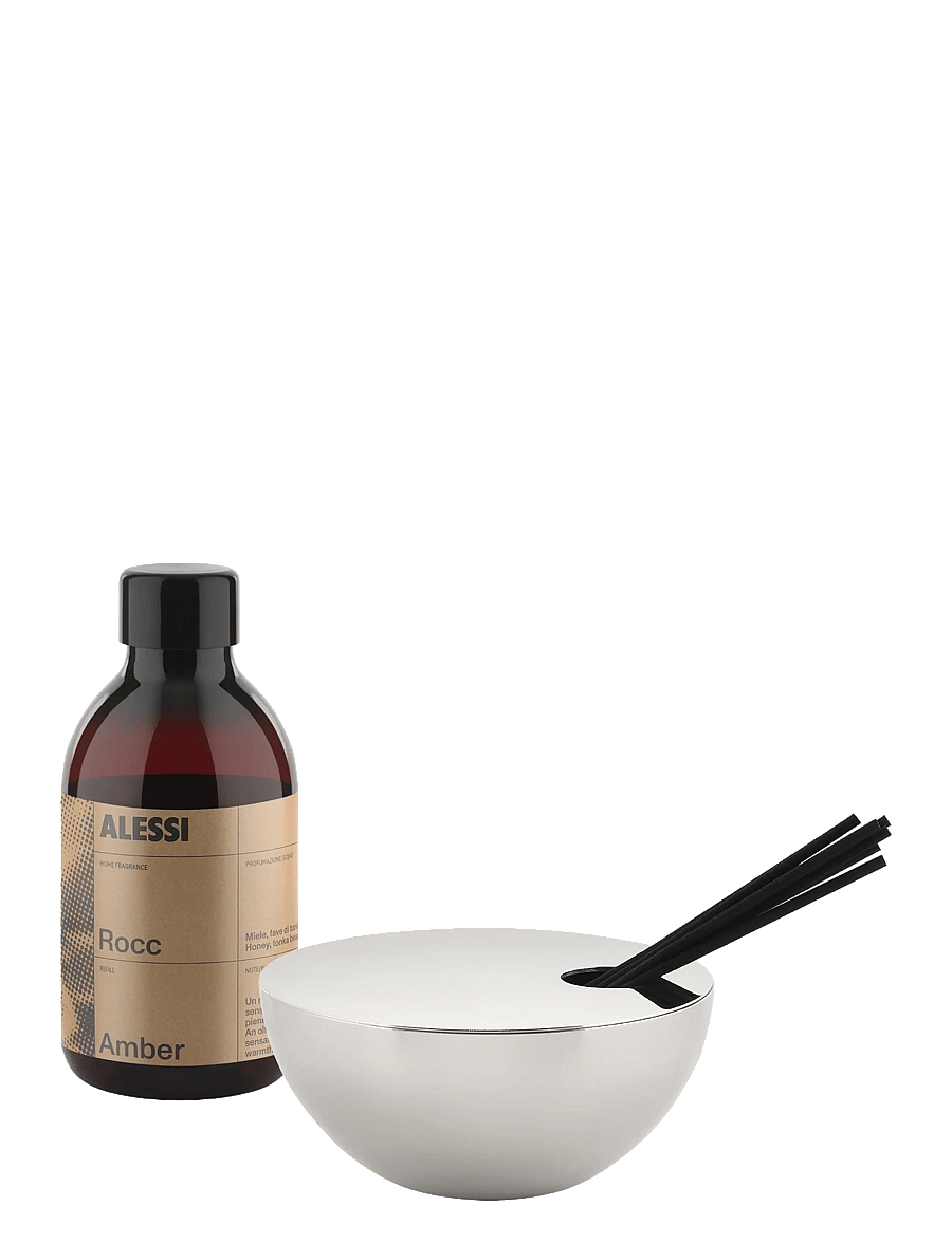 Alessi - Diffuser with lid in 18/10 stainless steel Refill and rattan sticks Fragrance Amber - unter 20€ - steel - 1