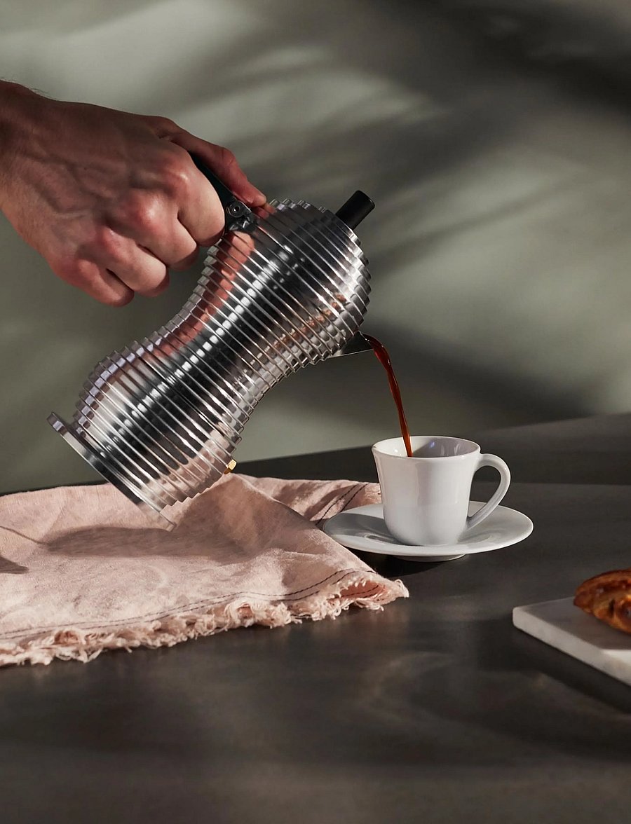 Alessi - Espresso maker in aluminum die-cast Handle and knob in PA, black suitable for induction 3 cups - black - 3