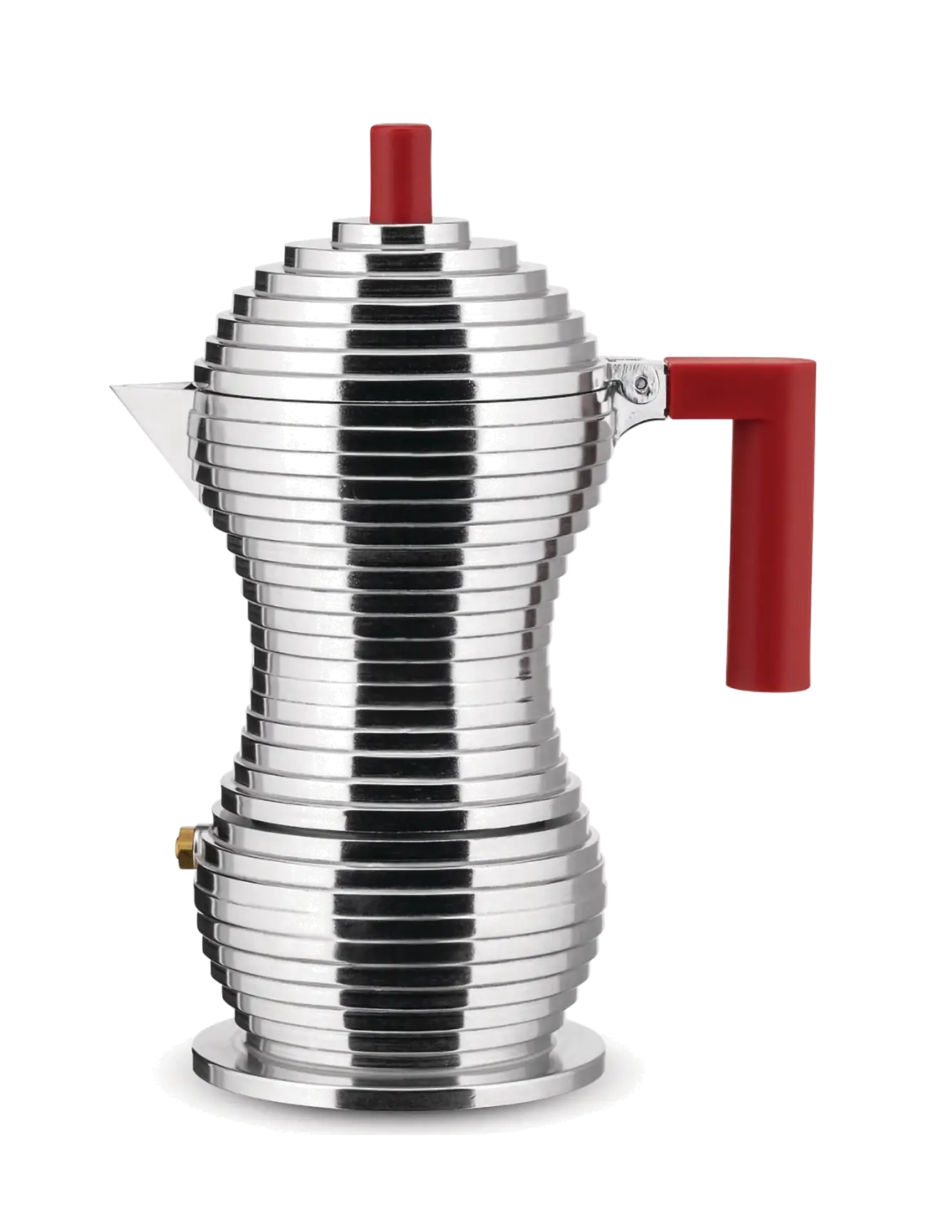 Alessi Espresso Maker In Die-Cast Aluminum Handle And Knob In Pa, Red Induction 3 Cups, Moka-gryde, Rød, Str: 3 CUPS