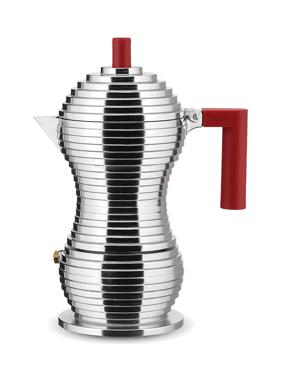Alessi - Espresso maker in die-cast aluminum Handle and knob in PA, red induction 3 cups - moka-töpfe - red - 1