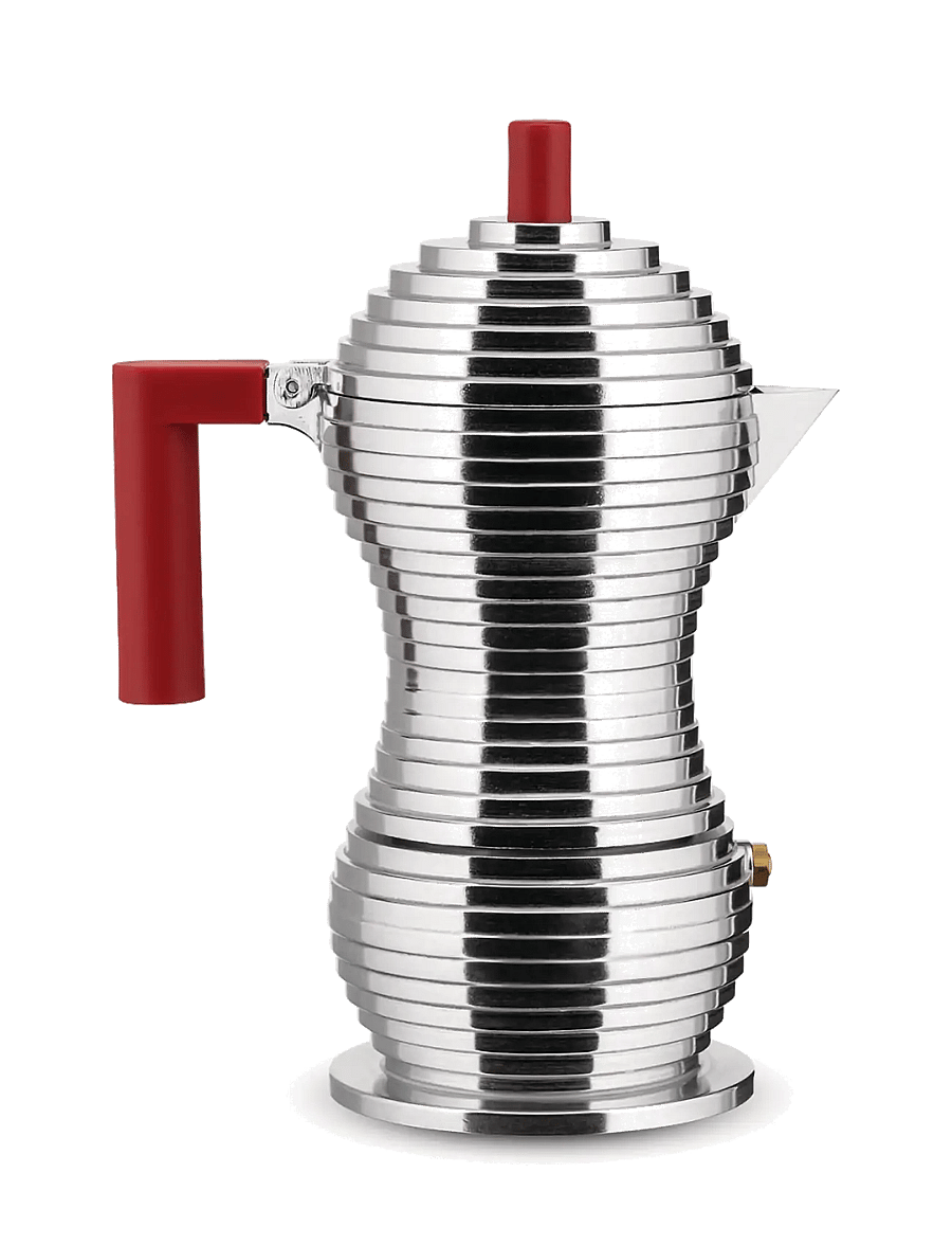Alessi - Espresso maker in die-cast aluminum Handle and knob in PA, red induction 3 cups - moka-töpfe - red - 2