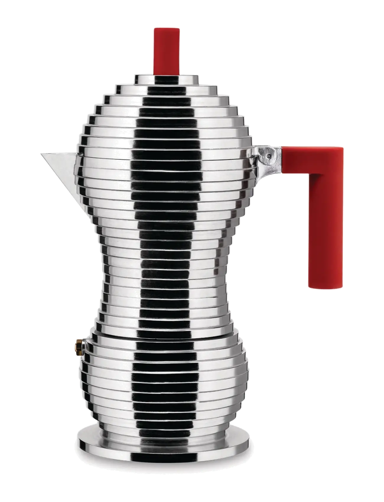 Alessi Espresso Maker In Aluminum Handle/Knob In Pa, Red Induction Filter American Coffee 6 Cups, Moka-gryde, Rød, Str: 6 CUPS