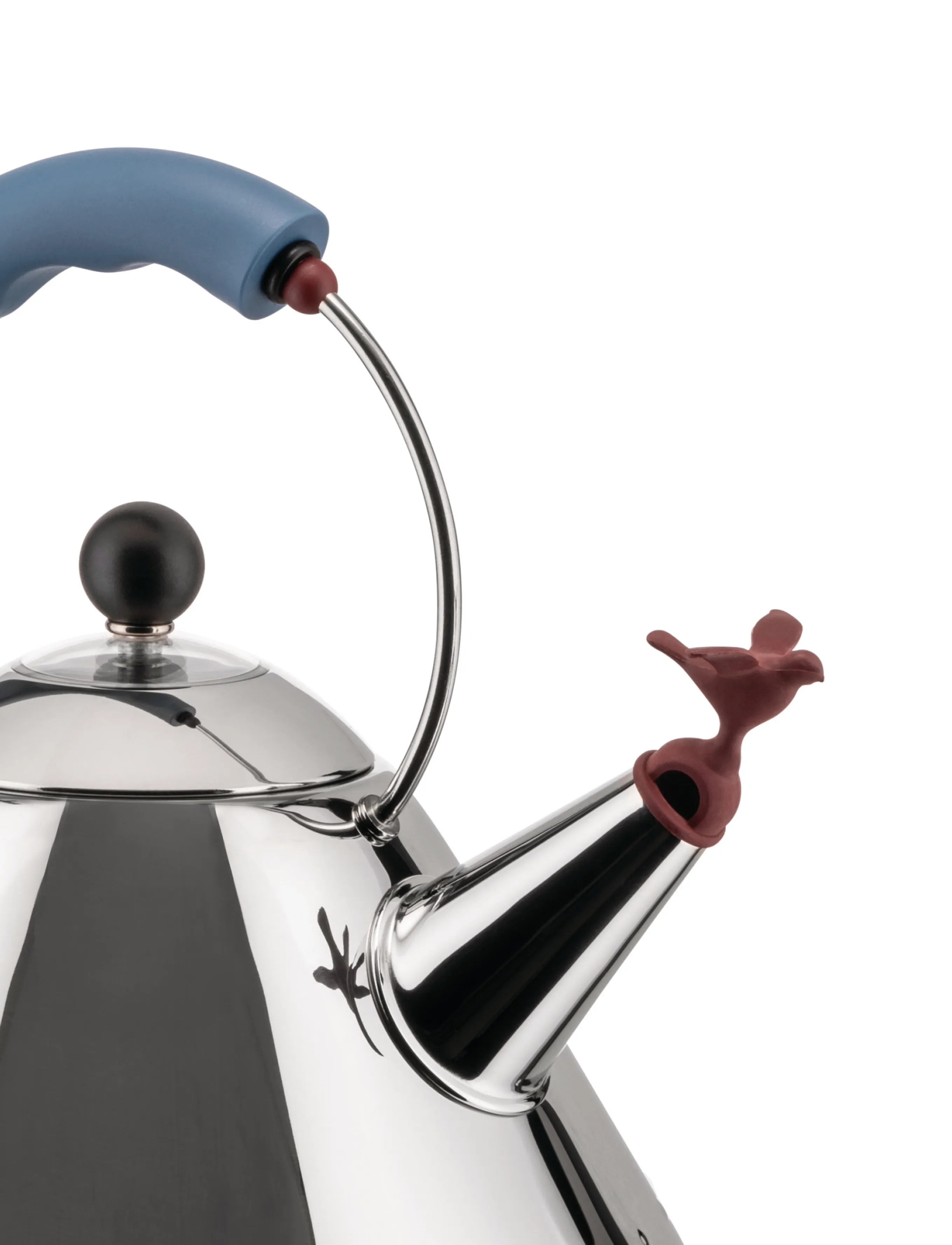Alessi - Cordless kettle in 18/10 with handle/base in thermoplastic resin lightblue Eu plug 2000W - light blue - 1