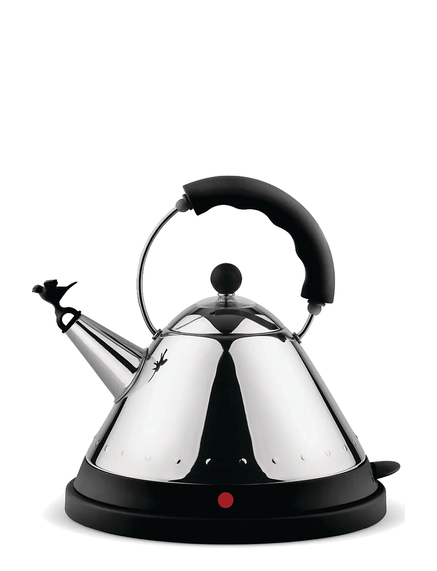 Alessi - Cordless kettle in 18/10 with handle and base in thermoplastic resin black Eu plug 2000W - wasserkessel & wasserkocher - black - 0