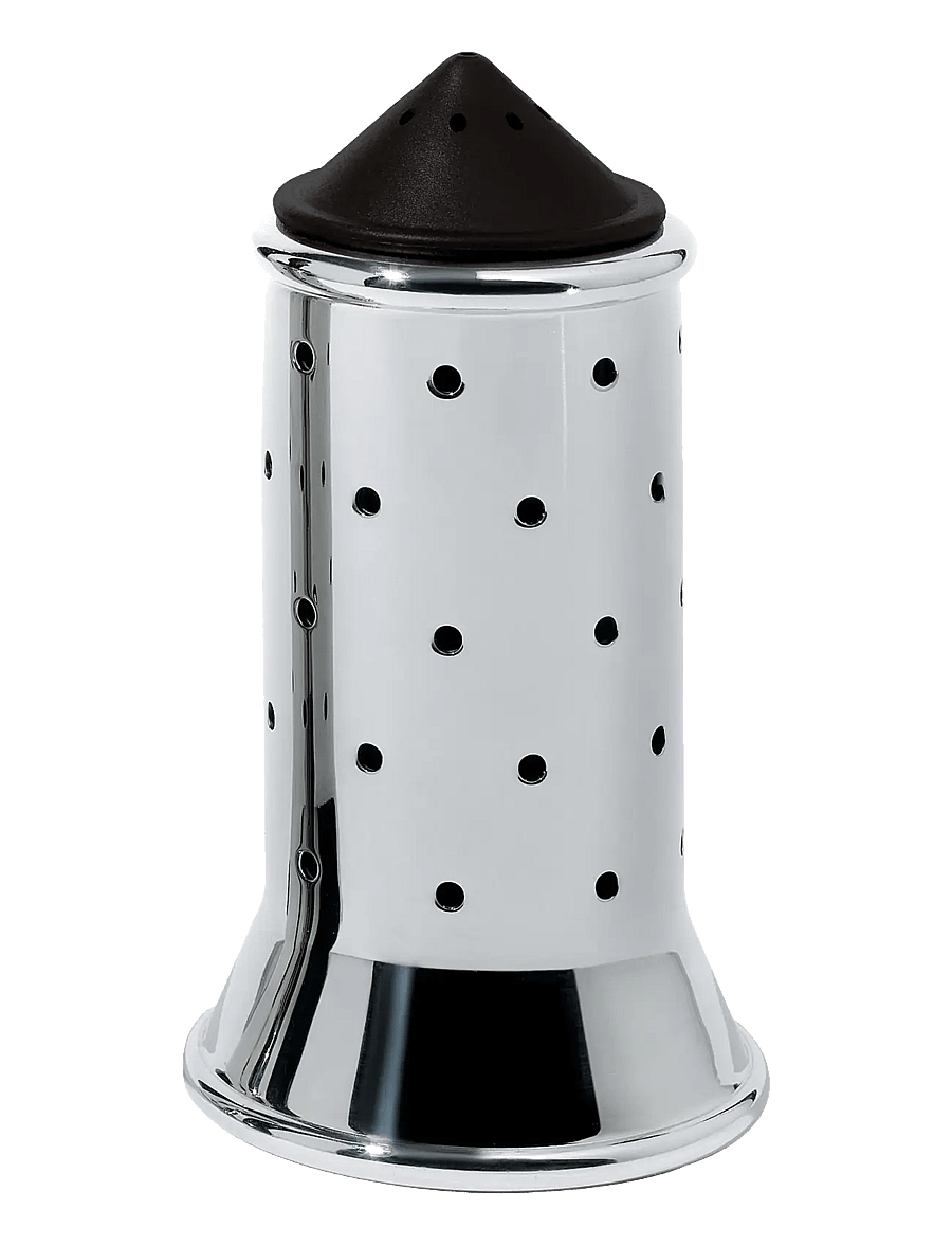 Alessi - Salt shaker in 18/10 mirror-polished stainless steel with base and lid in PA, black - salz- & pfefferstreuer - black - 0