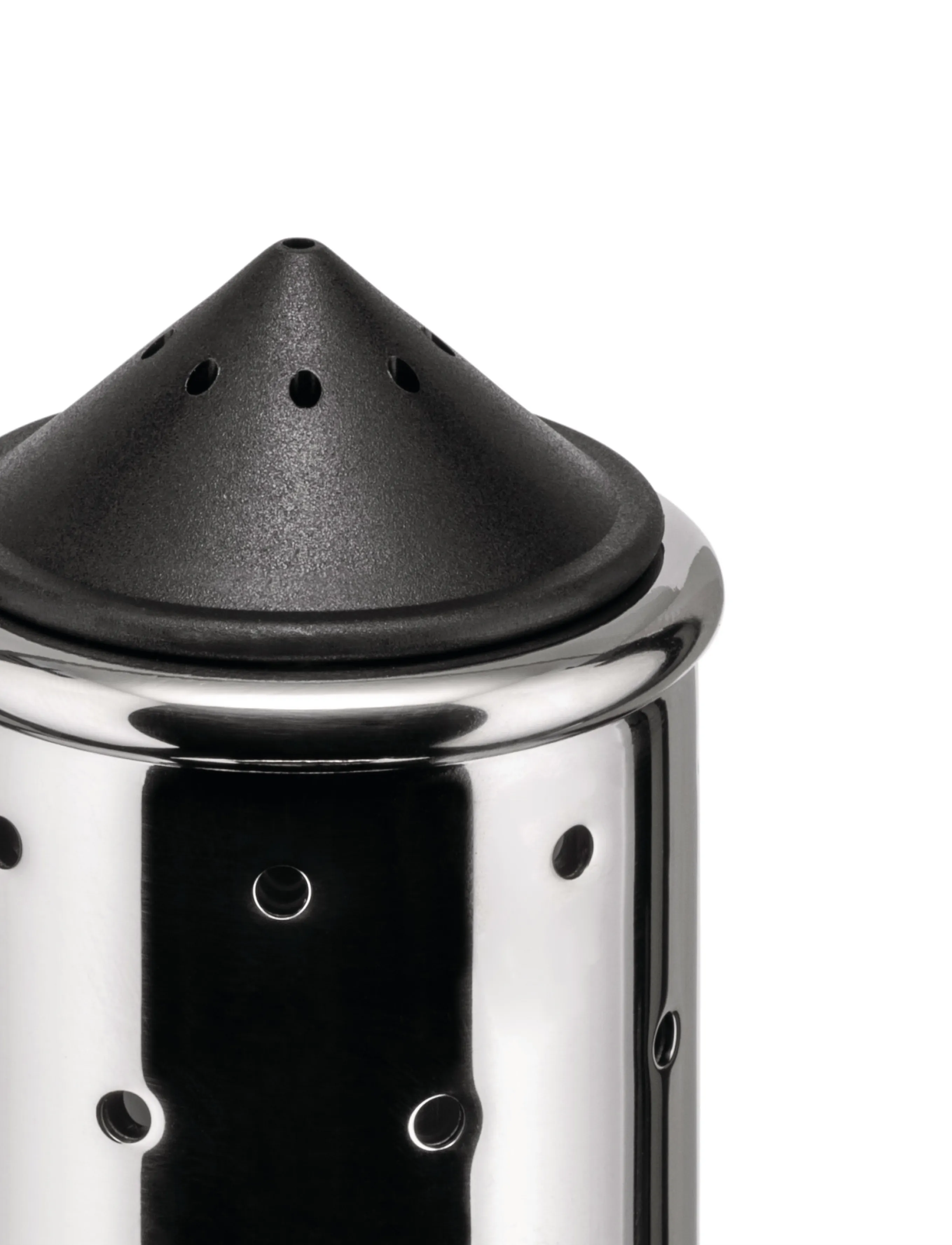 Alessi - Salt shaker in 18/10 mirror-polished stainless steel with base and lid in PA, black - black - 1