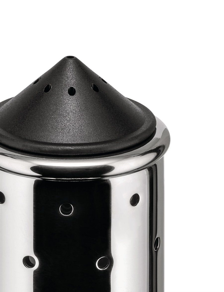 Alessi - Salt shaker in 18/10 mirror-polished stainless steel with base and lid in PA, black - salz- & pfefferstreuer - black - 1