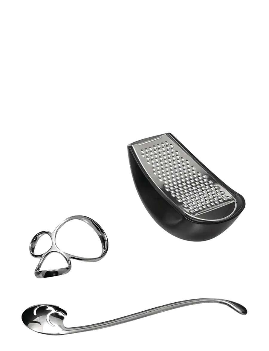 Alessi - Set consisting of "Vabene" pasta measure, "Voile" spaghetti measure and "Parmenide" grater - nudelmaschinen & zubehör - steel - 0