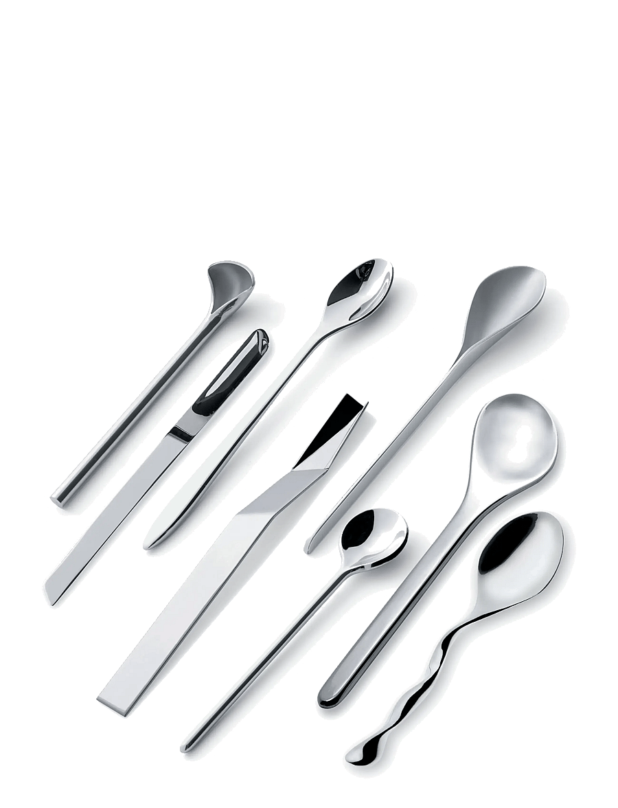 Alessi - Set of 8 coffee spoons in 18/10 stainless steel, mirror-polished - kaffee- & teelöffel - steel - 1