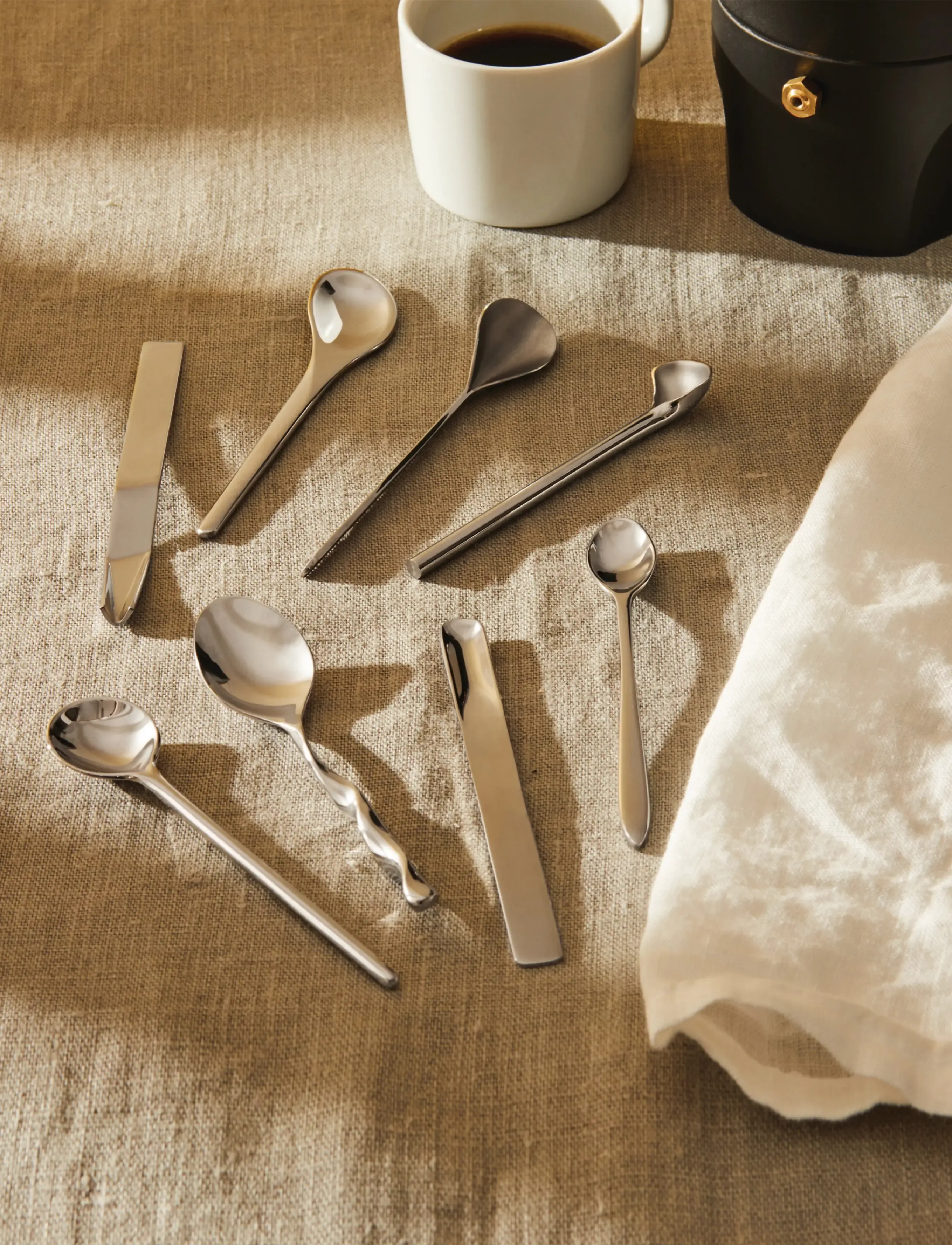 Alessi Set Of 8 Coffee Spoons In 18/10 Stainless Steel, Mirror-Polished, One Size, Spoons, Silber - Tea & Homeware