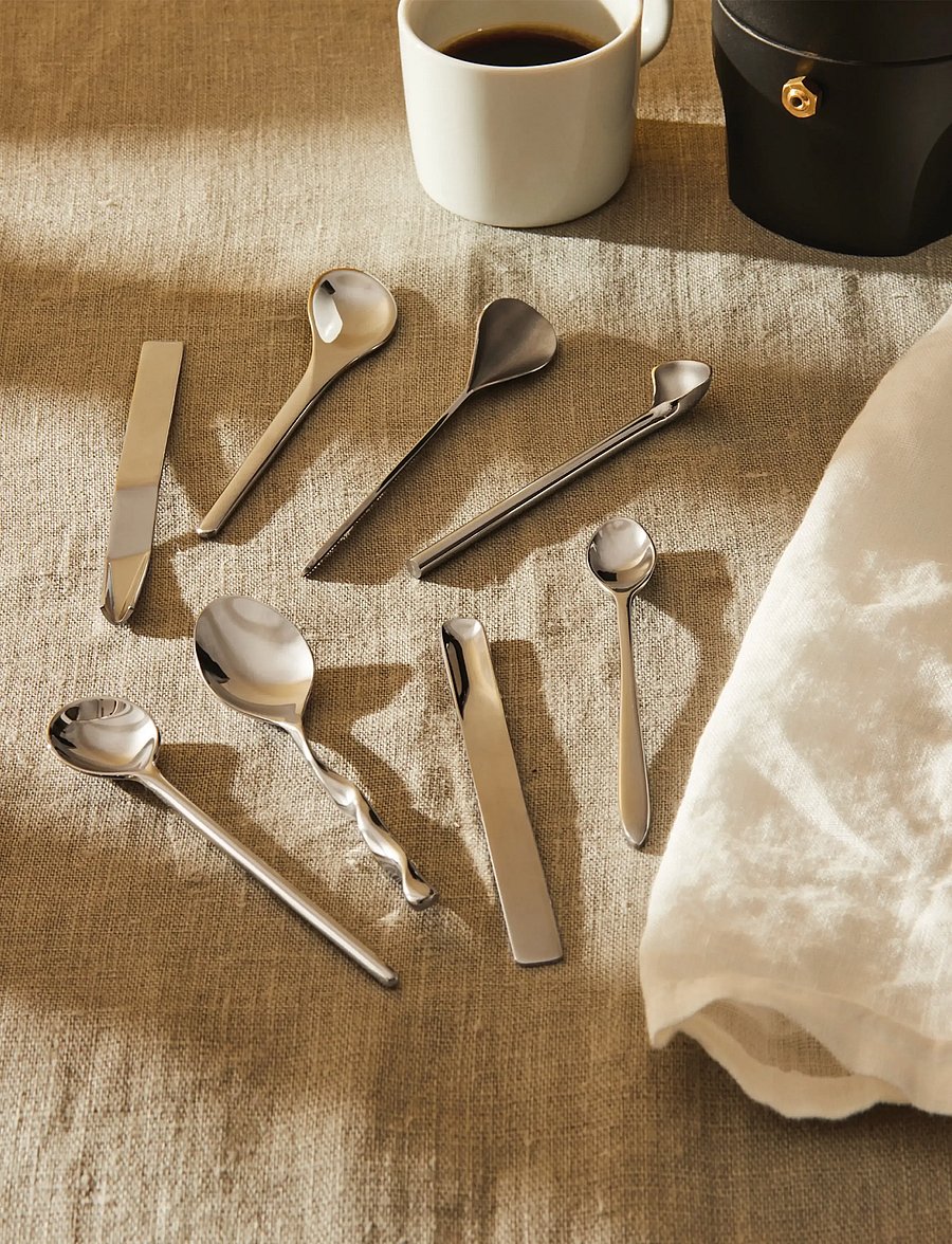 Alessi - Set of 8 coffee spoons in 18/10 stainless steel, mirror-polished - kaffee- & teelöffel - steel - 0