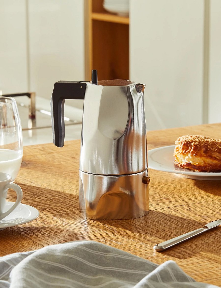 Alessi - Espresso maker in die-cast aluminum Handle and knob in thermoplastic, black 3 cups - moka-töpfe - black - 4