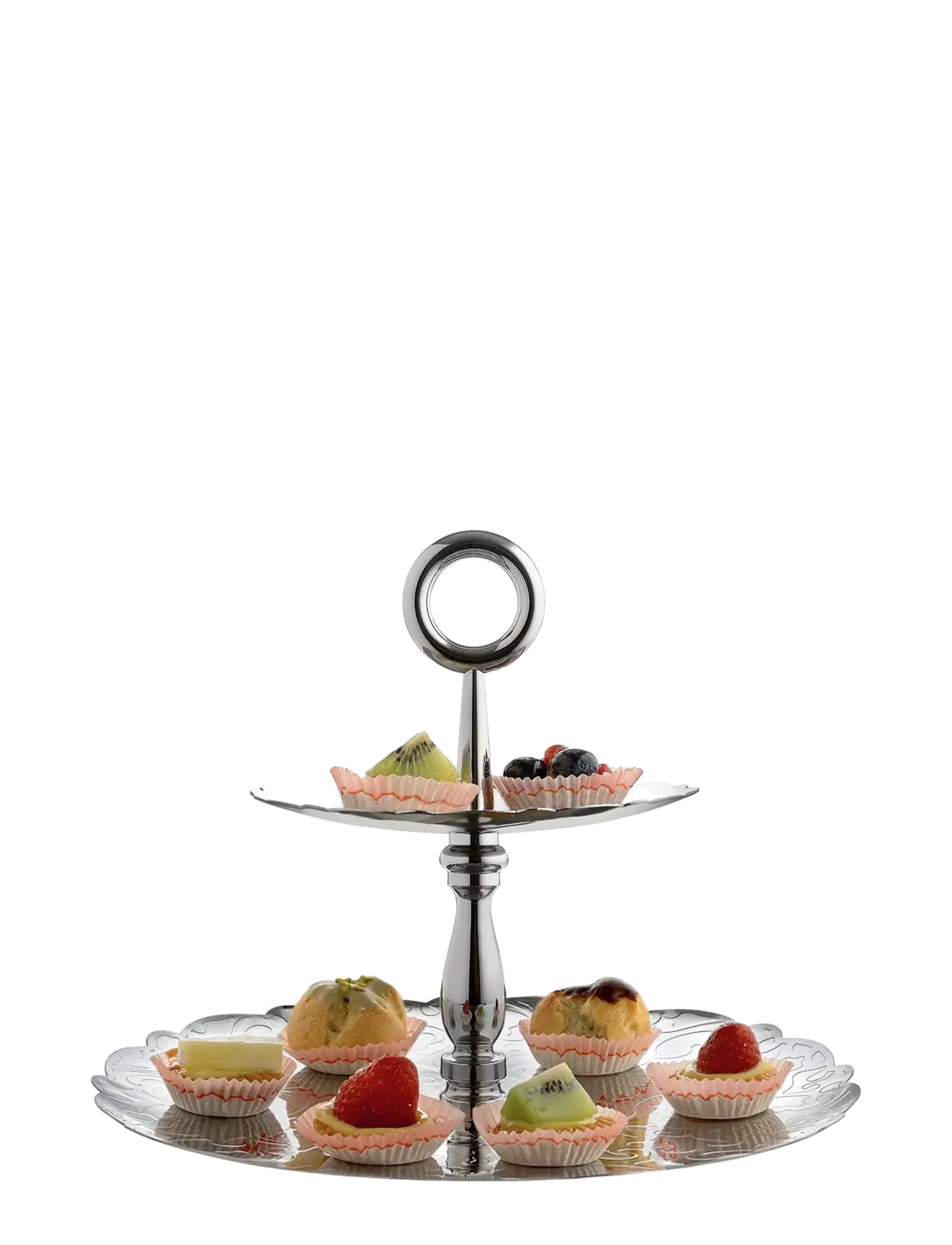 Alessi - Three-tiered 18/10 stainless steel platter with relief decoration - steel - 2
