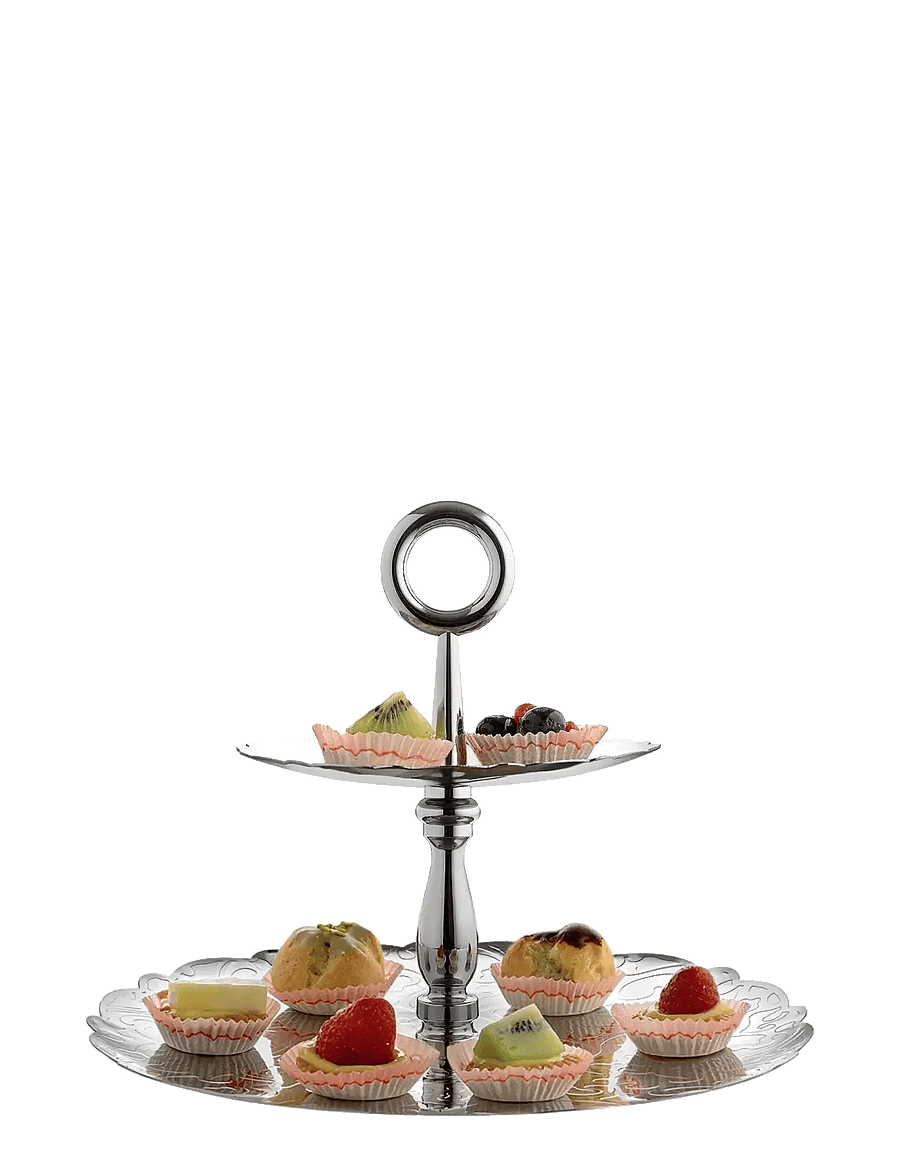 Alessi - Three-tiered 18/10 stainless steel platter with relief decoration - servierplatten - steel - 2