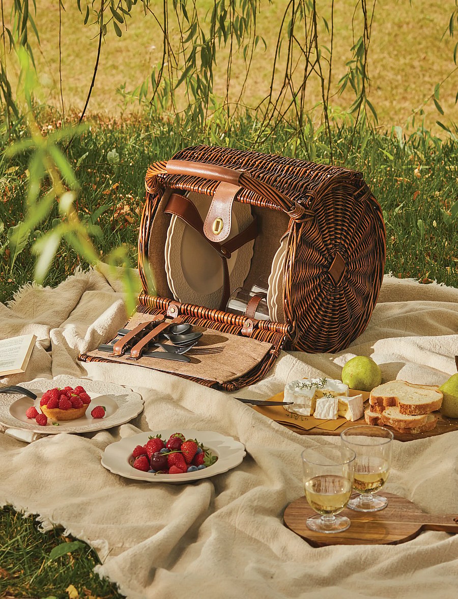 Alessi - Picnic set of 4 each dinnerplates, soup bowls, spoons, forks, knives, coffeespoons, glasses - picknick-zubehör - various - 0