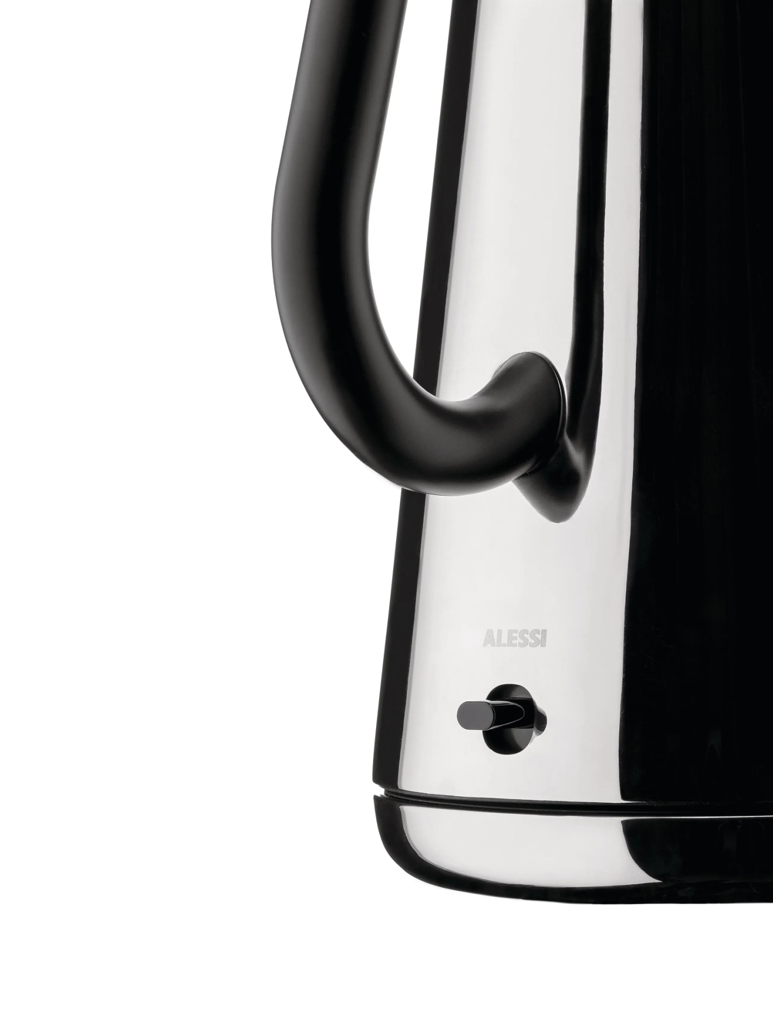 Alessi - Kettle in 18/10 stainless steel Handle, lid and spout, black European plug 2000-2400W - black - 3