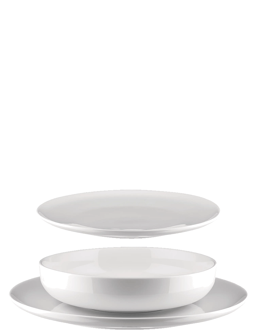 Alessi - Table set consisting of four dinner plates, four deep plates, four side dishes in white porcelain - geschirrsets & geschirrservice - white - 0