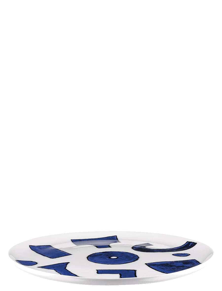 Alessi - Dinner plate in white porcelain Pattern design by Samiro Yunoki - praetaldrikud - white/blue - 2