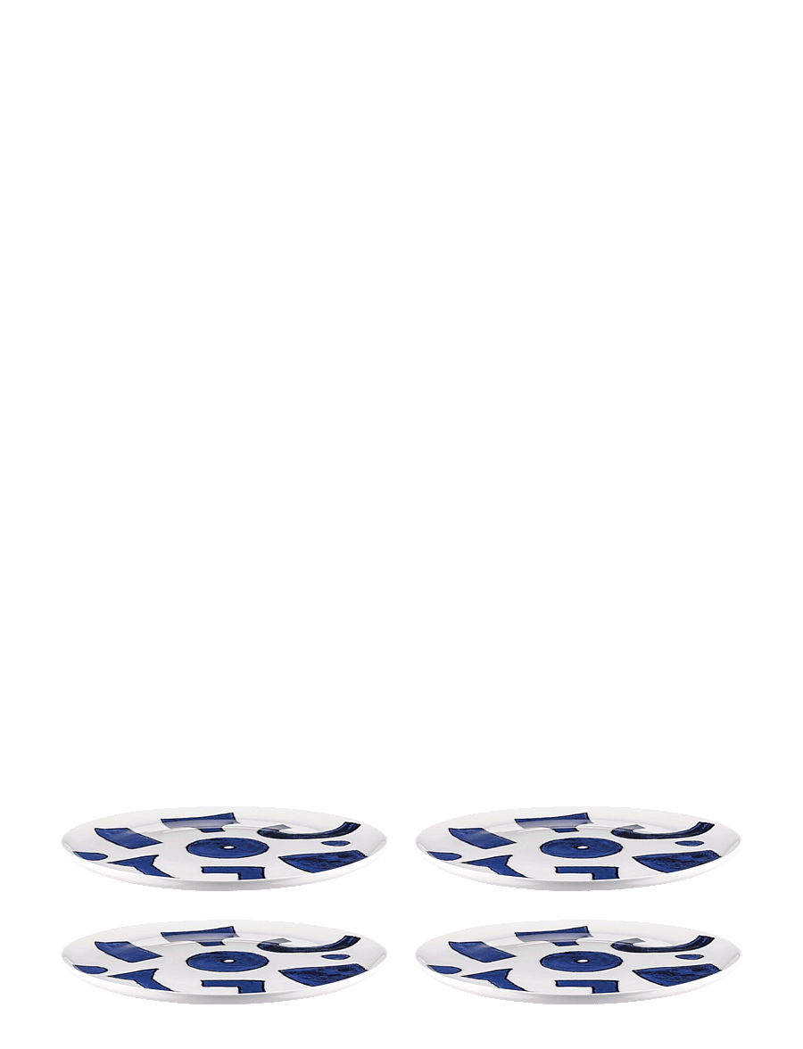Alessi - Dinner plate in white porcelain Pattern design by Samiro Yunoki - praetaldrikud - white/blue - 1
