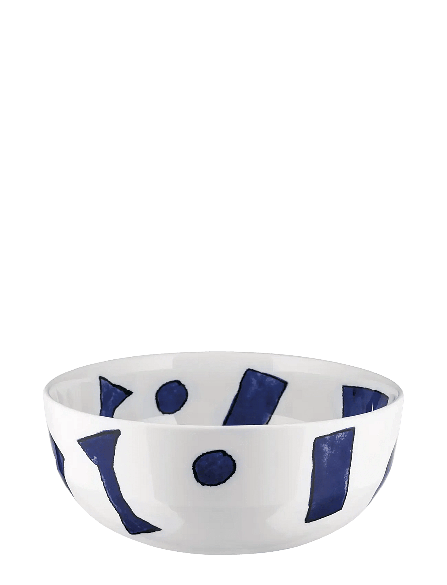 Alessi - Salad bowl in white porcelain Pattern design by Samiro Yunoki - salatschüsseln - white/blue - 0
