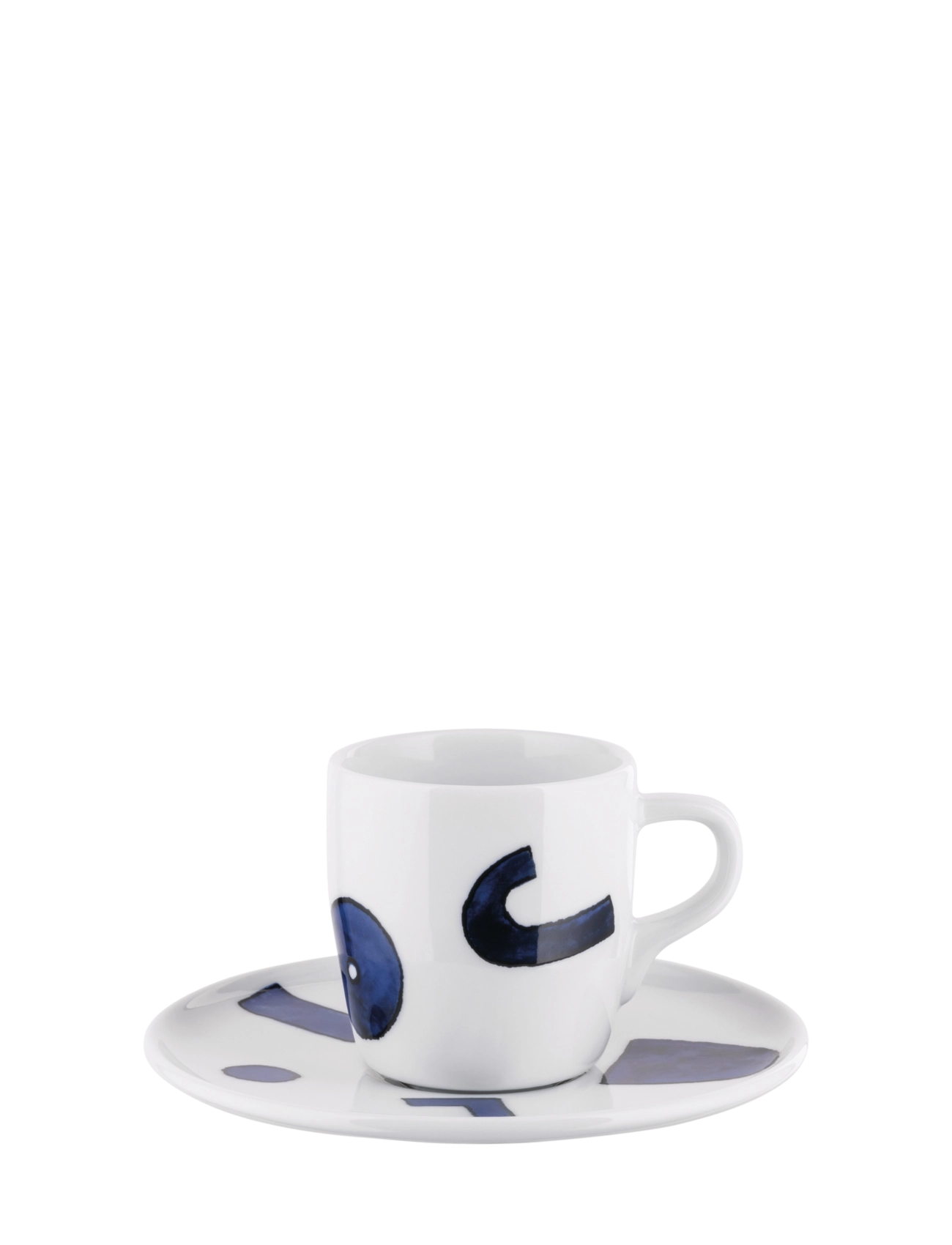 Alessi Set of mocha cup with saucer in white porcelain Pattern design by Samiro Yunoki - Kaffetassen - WHITE/BLUE / blue