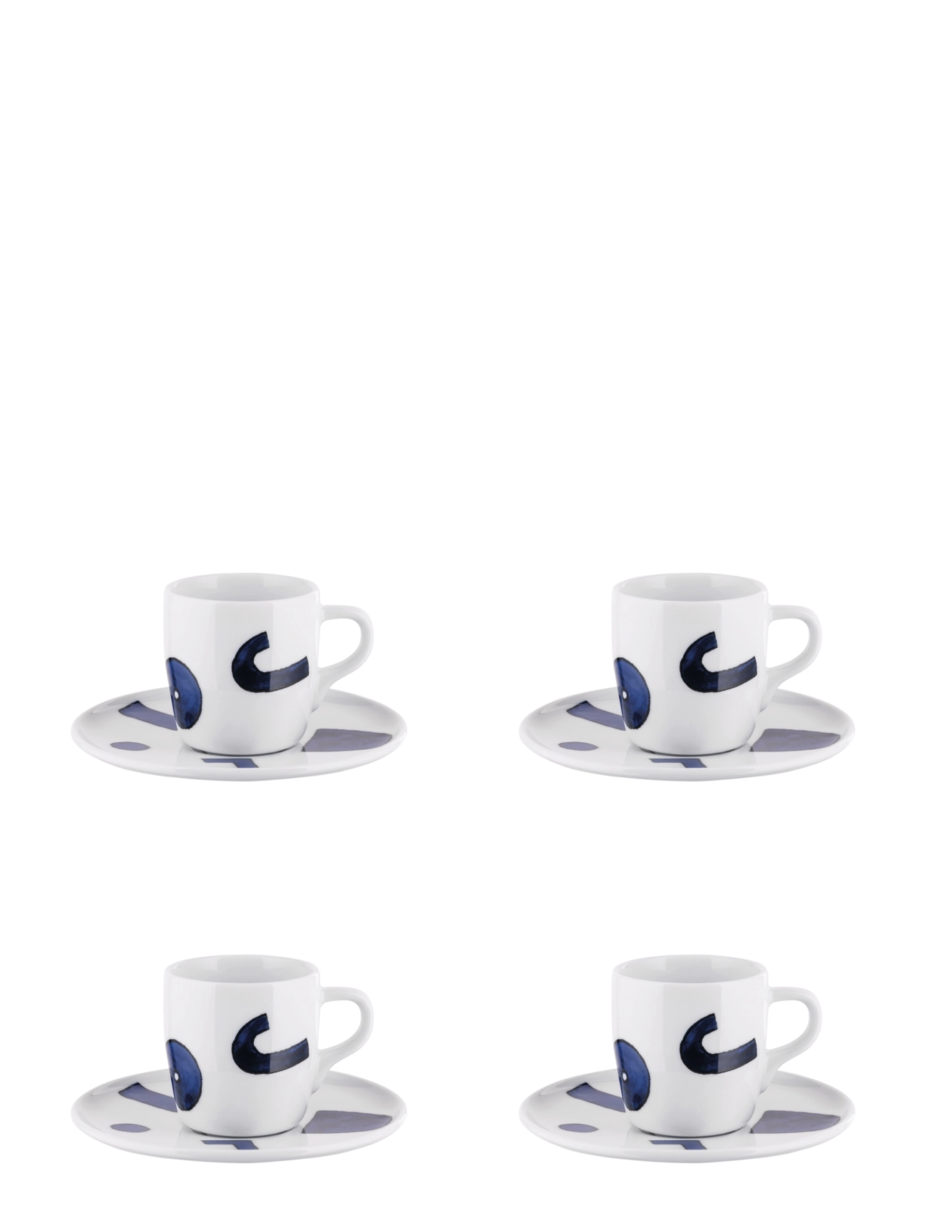 Alessi Set of mocha cup with saucer in white porcelain Pattern design by Samiro Yunoki - Alles anzeigen - WHITE/BLUE / blue