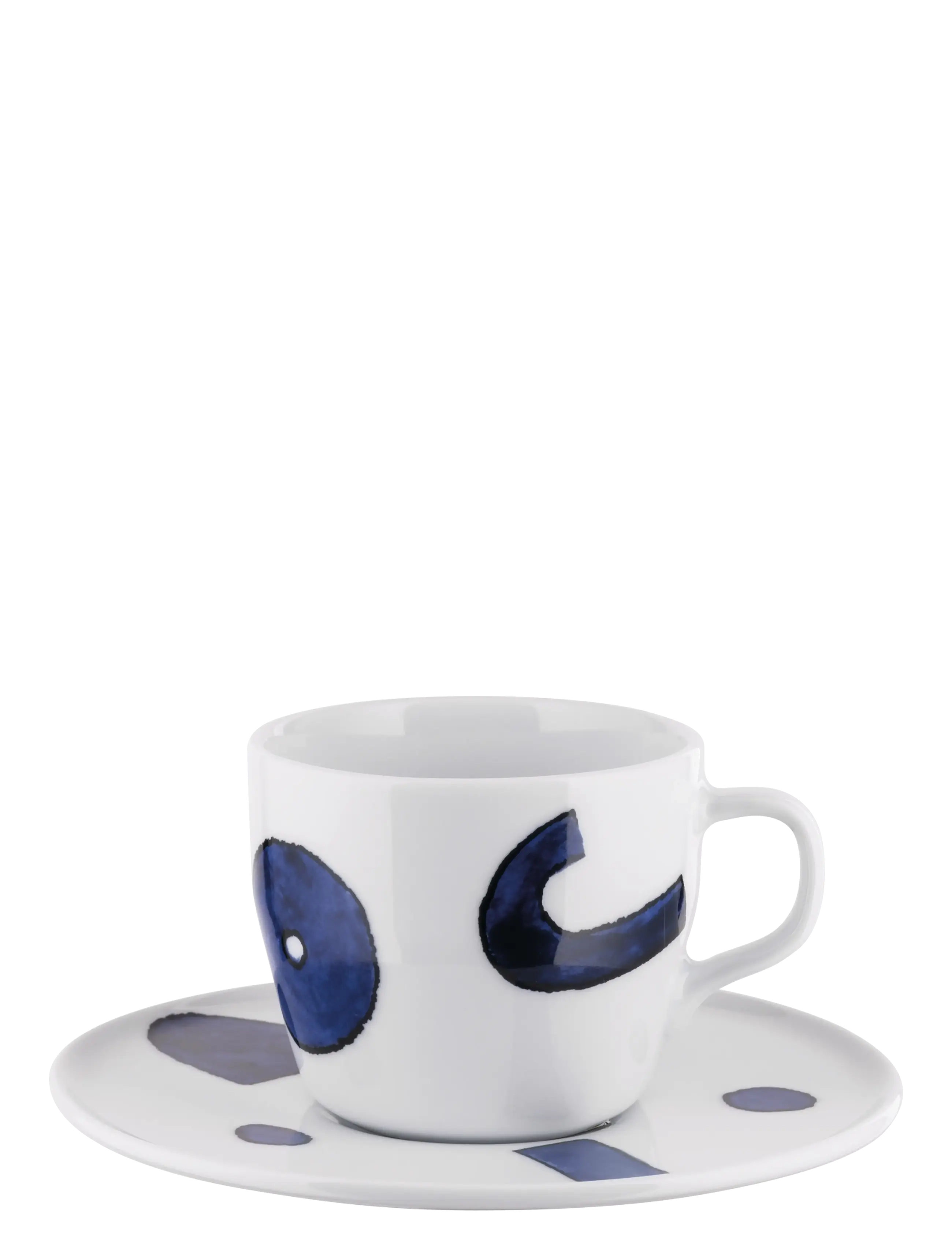 Alessi Set of coffee cup for drip brewing with saucer in porcelain Pattern design S. Yunoki - Kaffetassen - WHITE/BLUE / blue