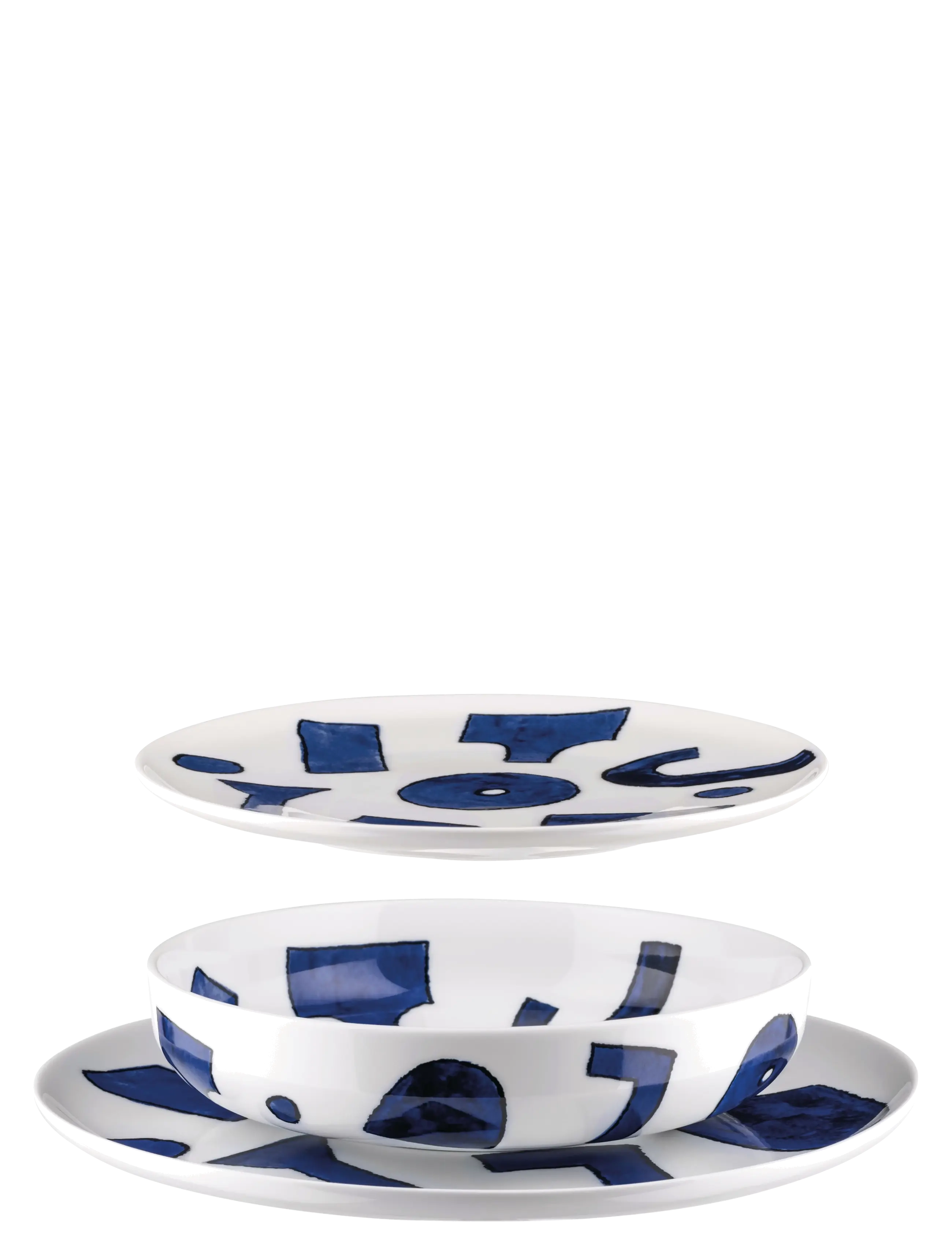 Alessi Table Set Four Of Each Dinner Plates, Soup Bowls, Plates In White Porcelain, One Size, Blue, Tallerkener > Borddækning & Sæt, Unisex