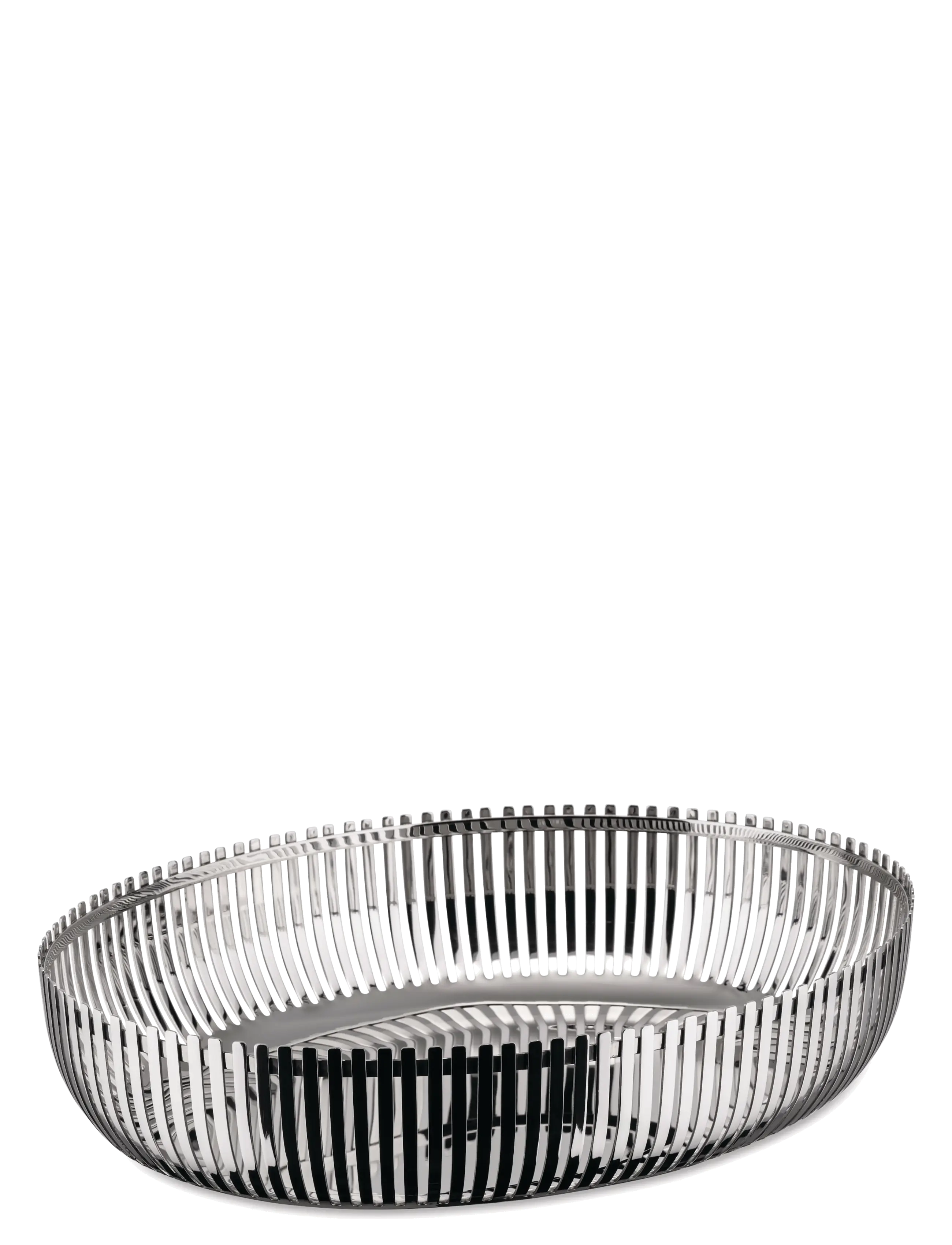 Alessi Oval Basket In 18/10 Stainless Steel, Fruit Skål, Sølv, Str: D26CM