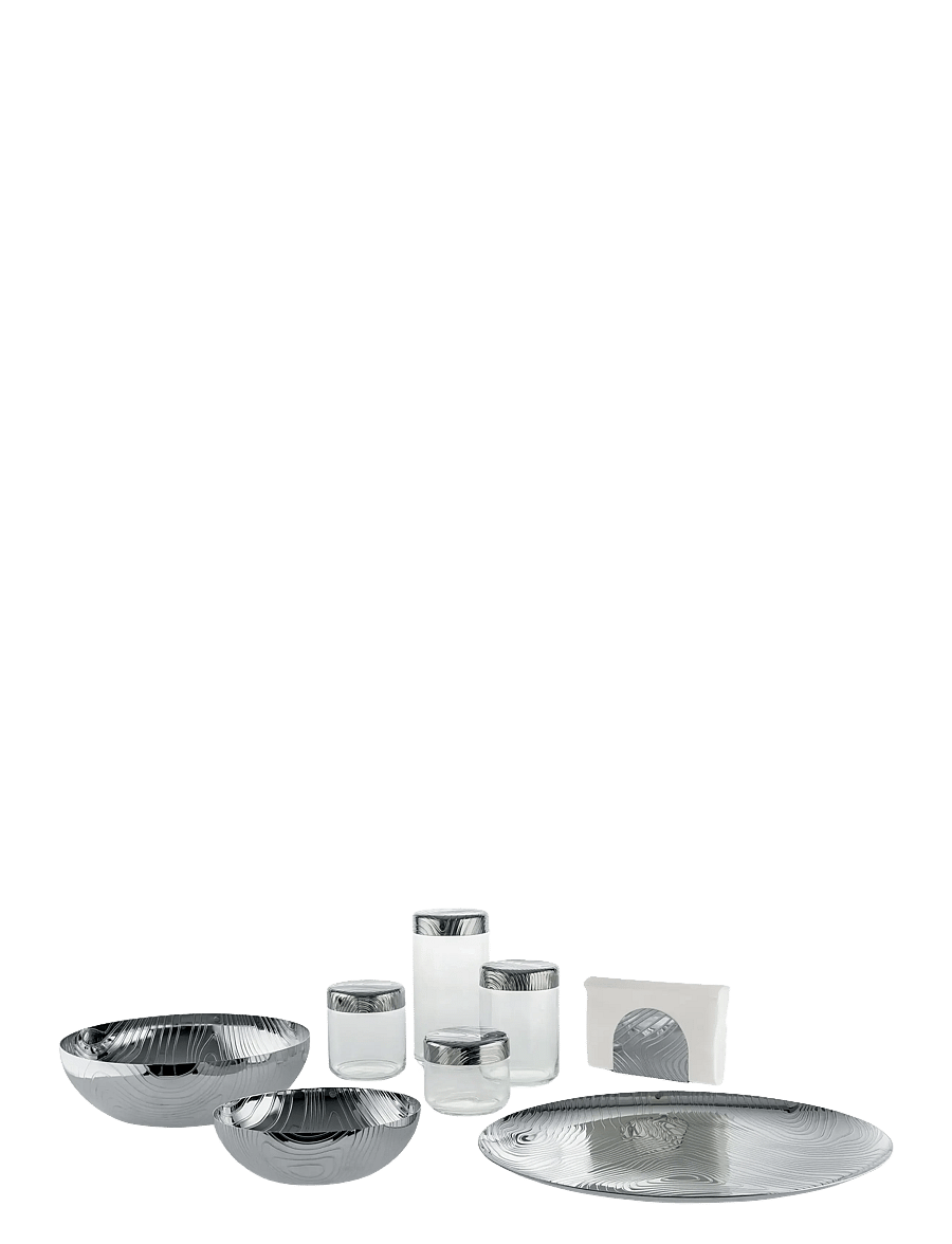 Alessi - Bowl in 18/10 stainless steel with relief decoration - puuviljakausid - steel - 2