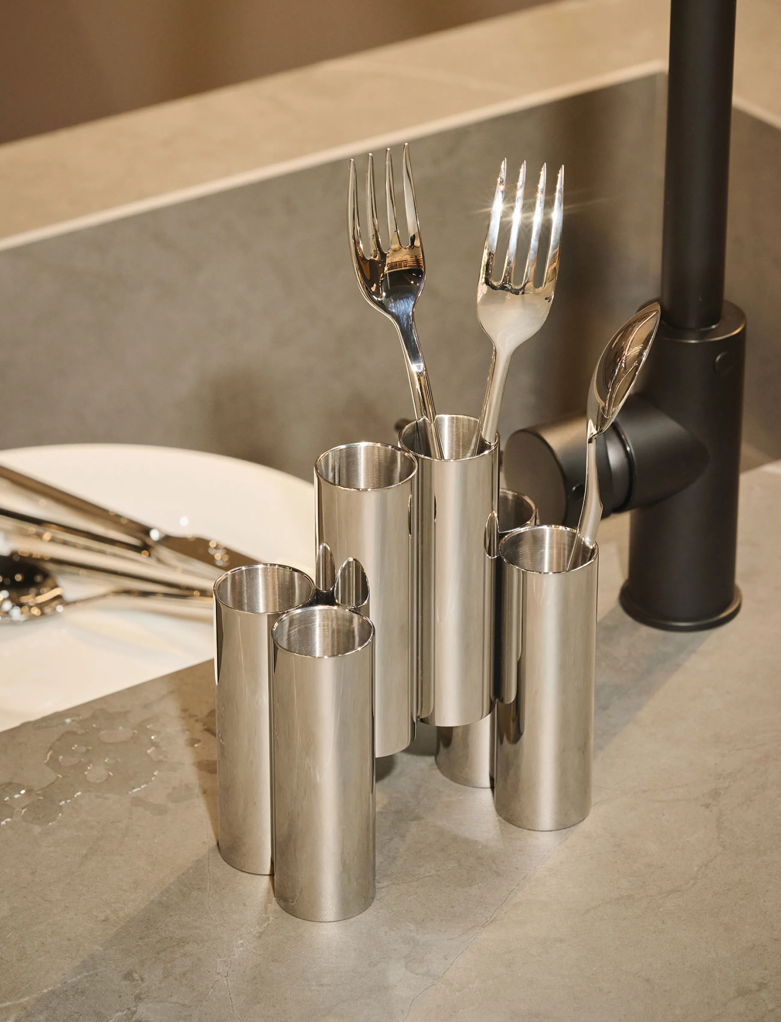 Alessi - Cutlery holder in 18/10 stainless steel - steel - 2